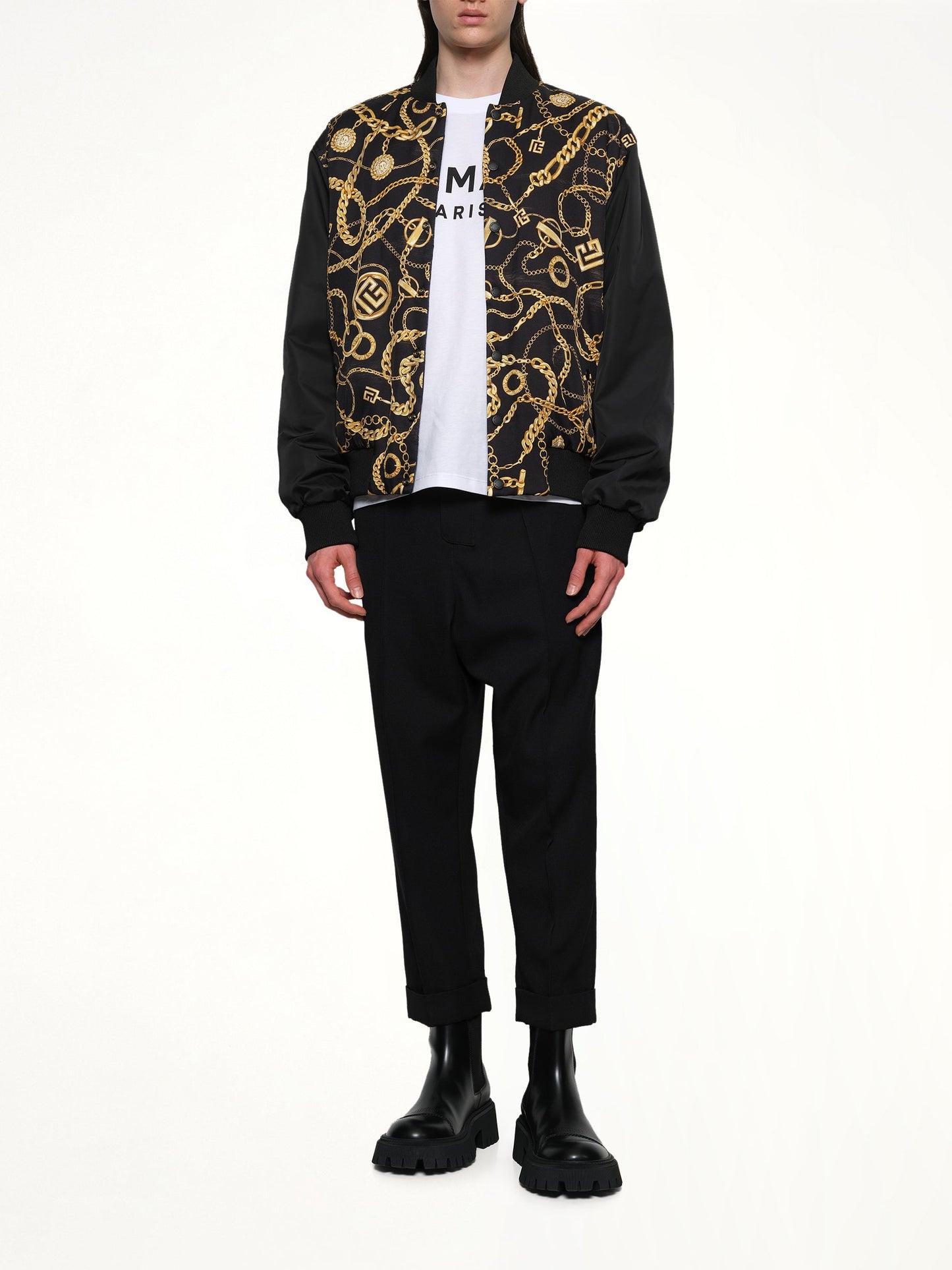 BALMAIN AO Chain and Monogram Reversible Jacket (Black)