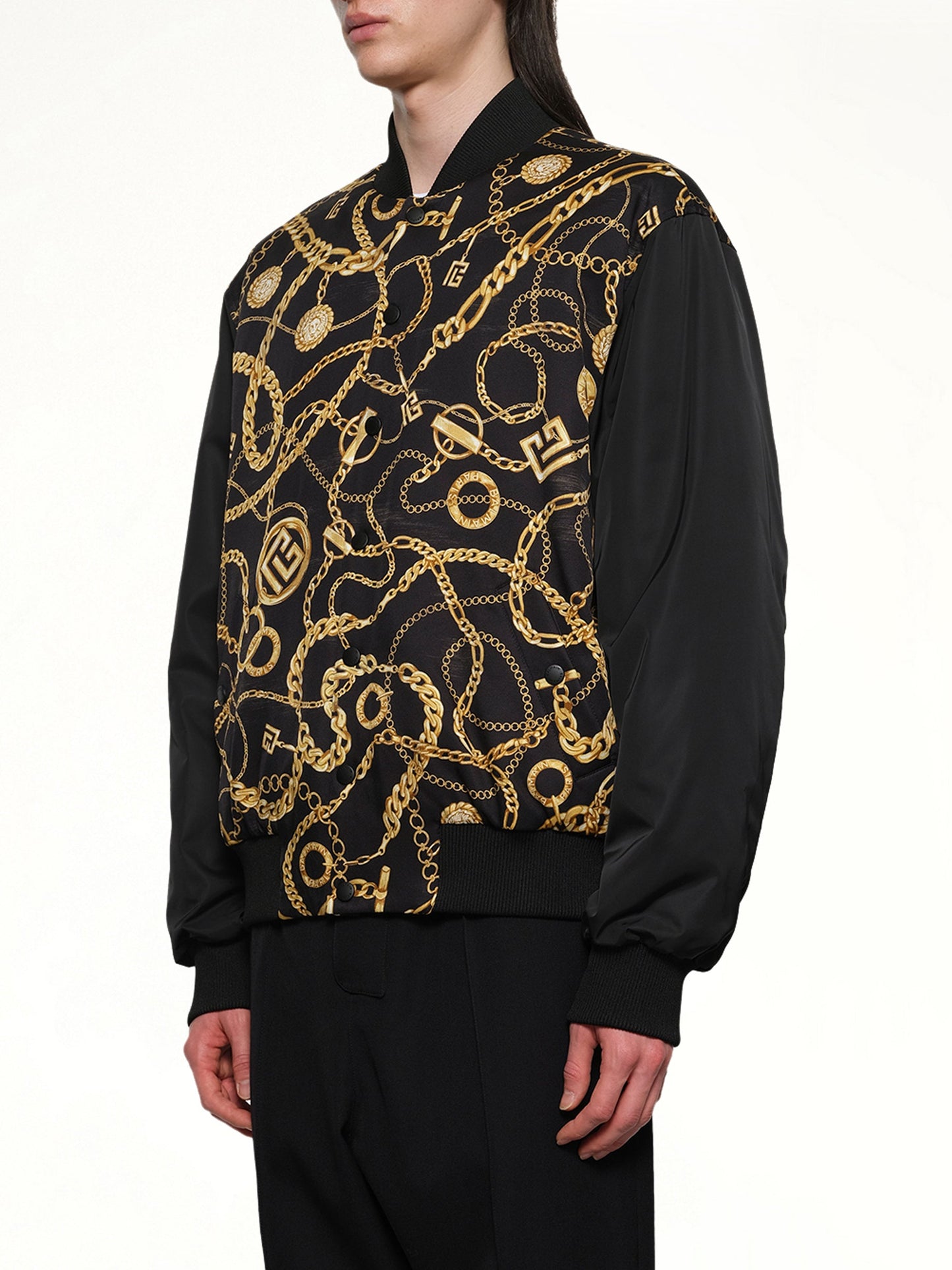 BALMAIN AO Chain and Monogram Reversible Jacket (Black)