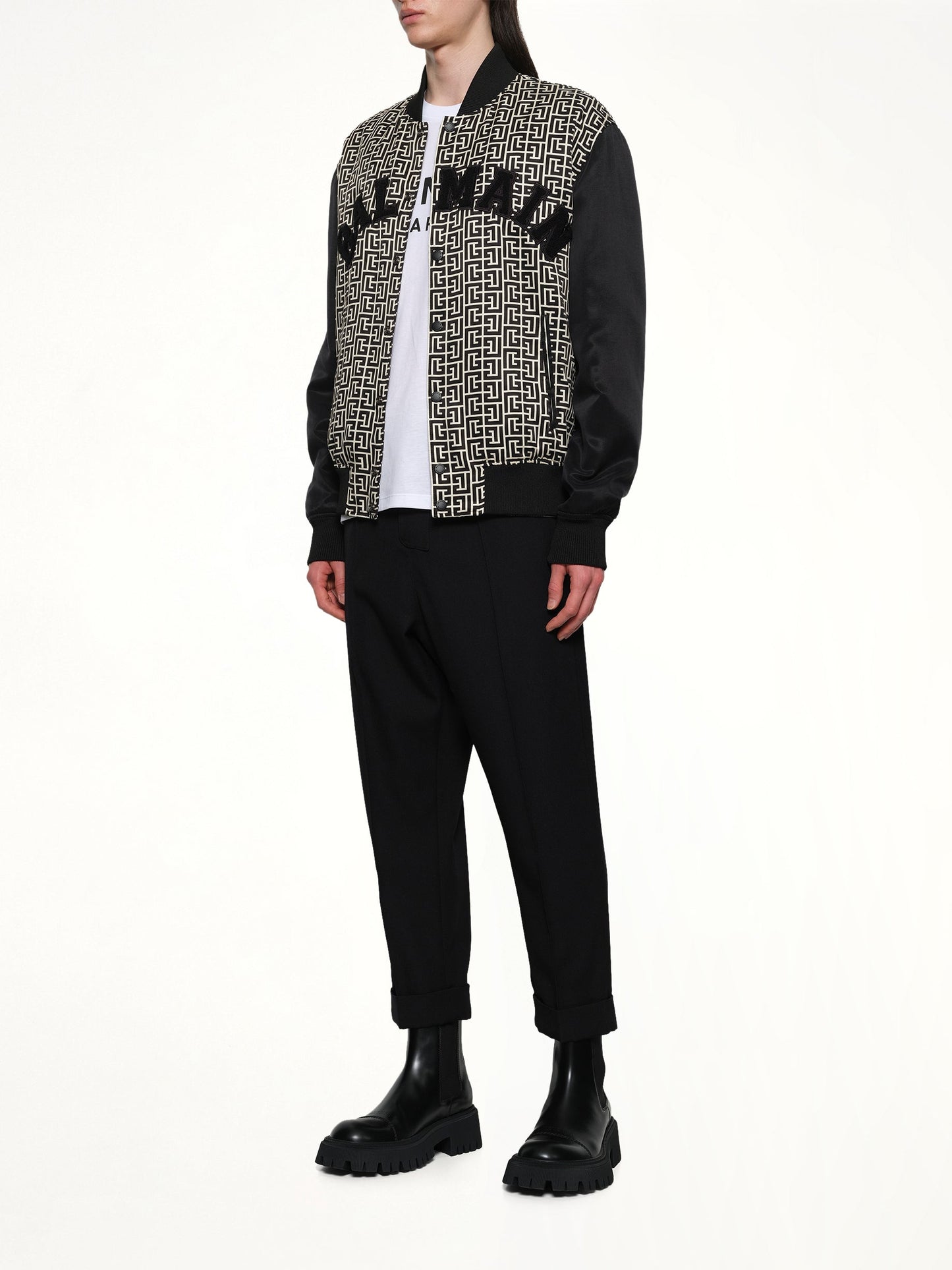 BALMAIN Monogram Varsity Jacket (Black)