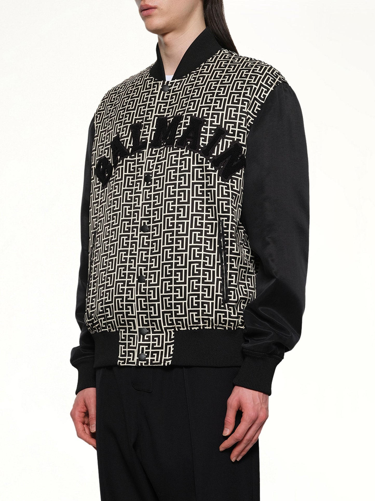 BALMAIN Monogram Varsity Jacket (Black)