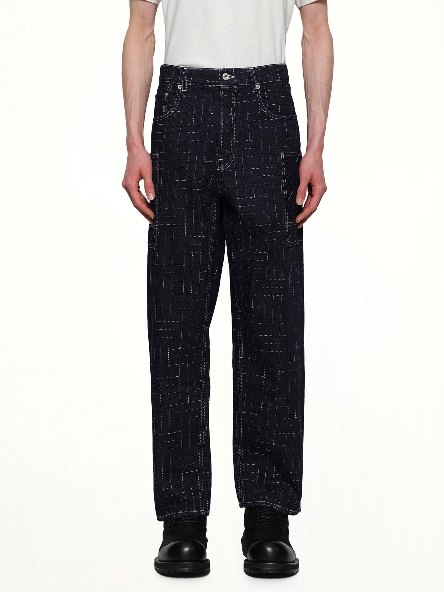 Image of Jeans. Product name - Kenzo Weave Cargo Monkey Fit Jeans in Blue colour by brand - KENZO