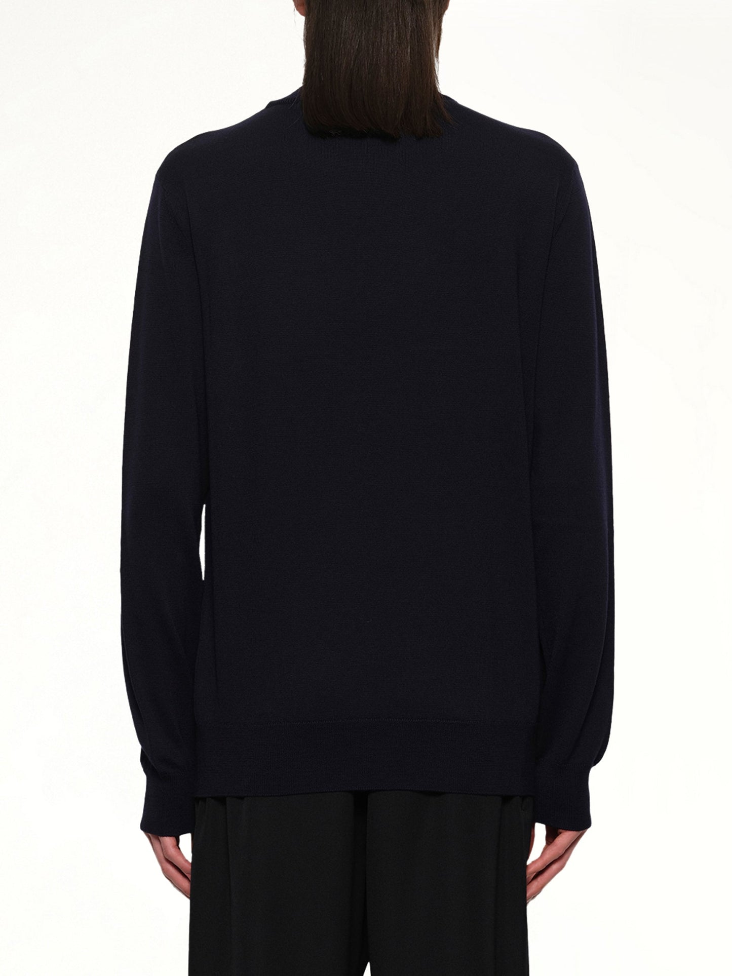 BALMAIN Balmain Big Stamp Knit Sweater (Navy/White)