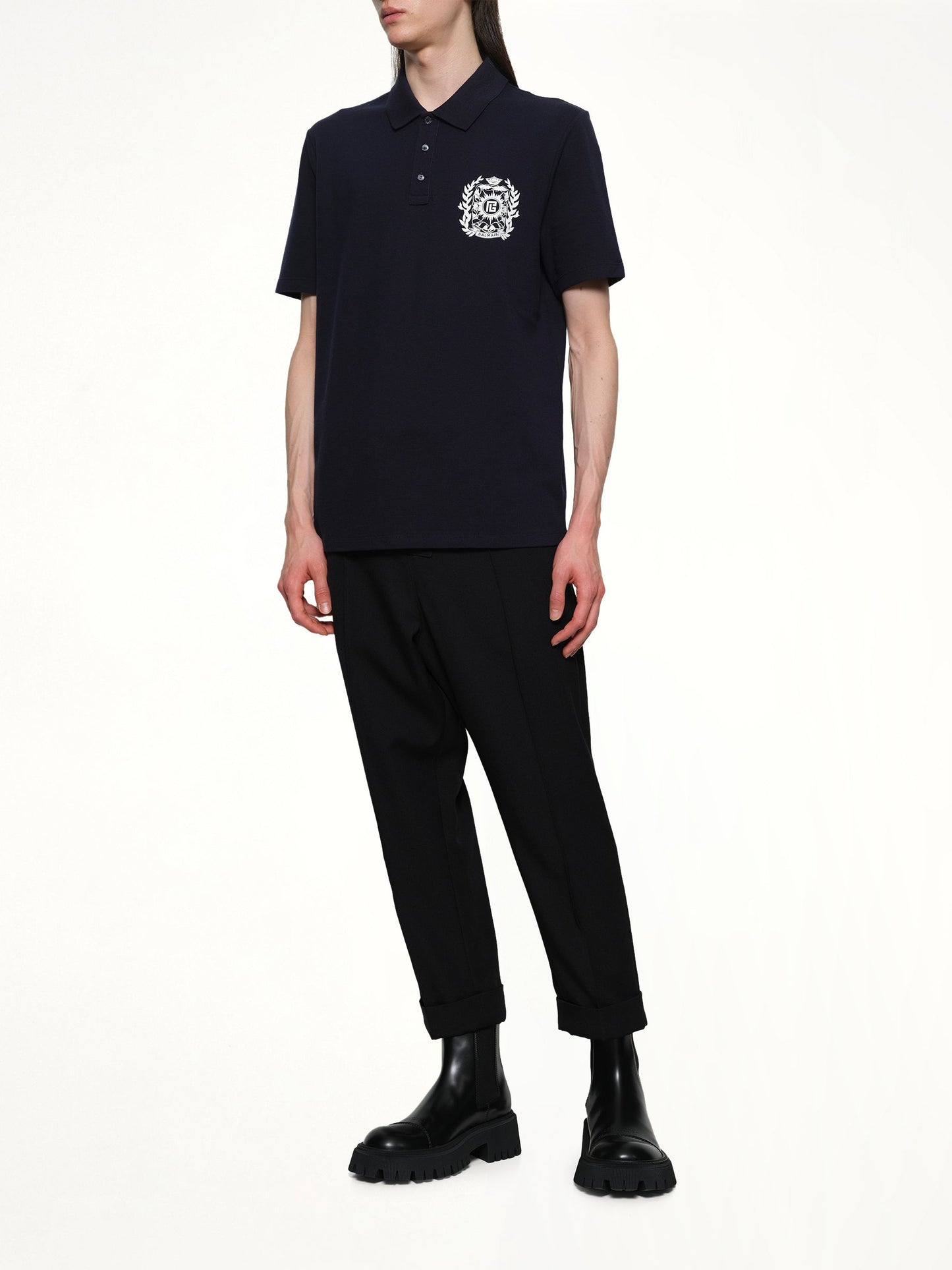 Balmain Emblem Polo (Navy)