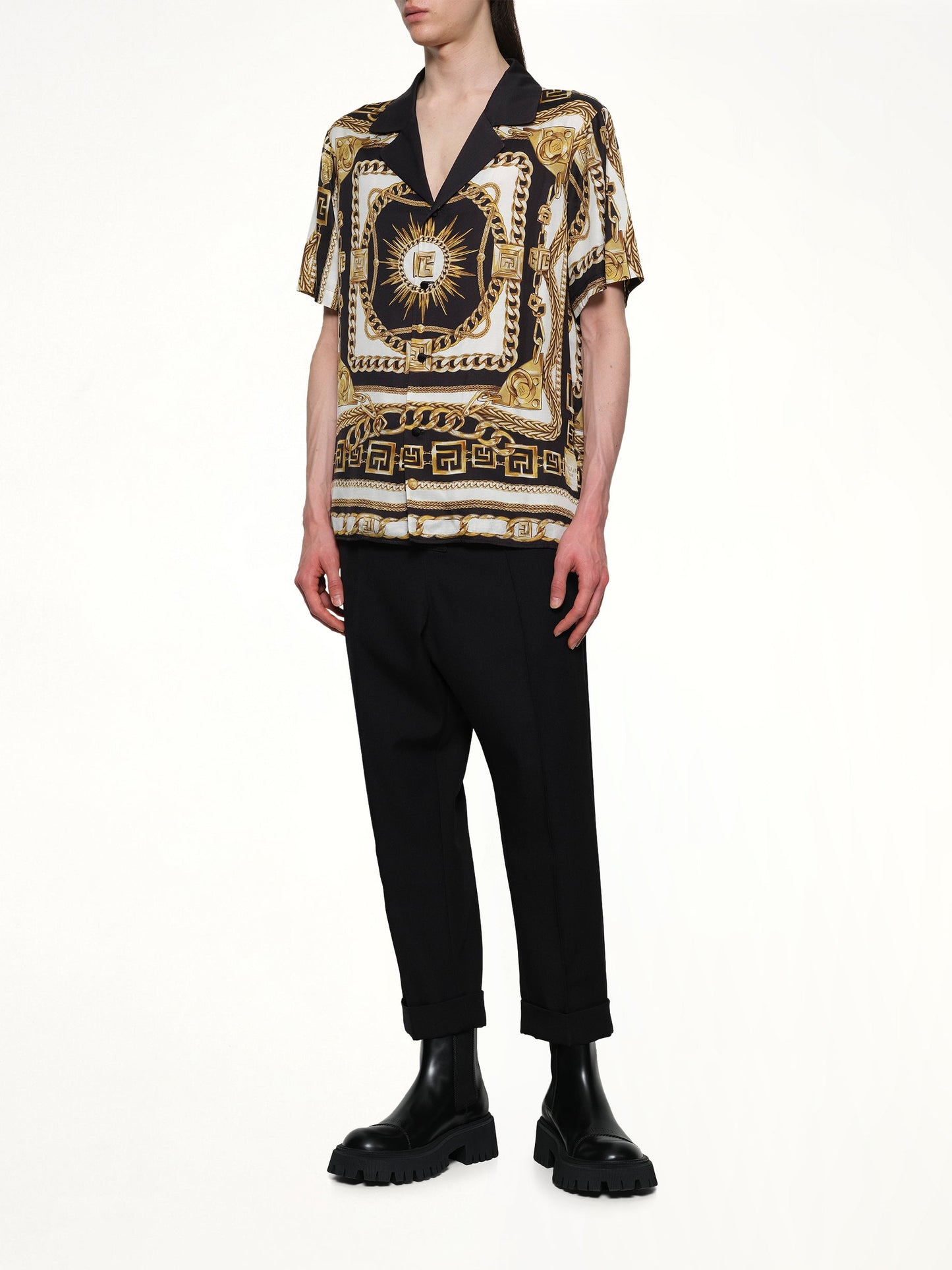 BALMAIN Foulard Print Shirt (Black)