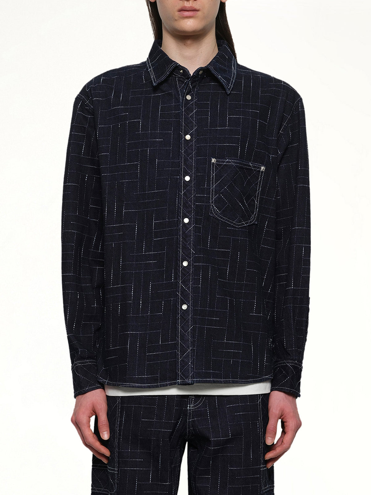 Image of Shirts. Product name - Kenzo Weave Casual Shirt in Blue colour by brand - KENZO