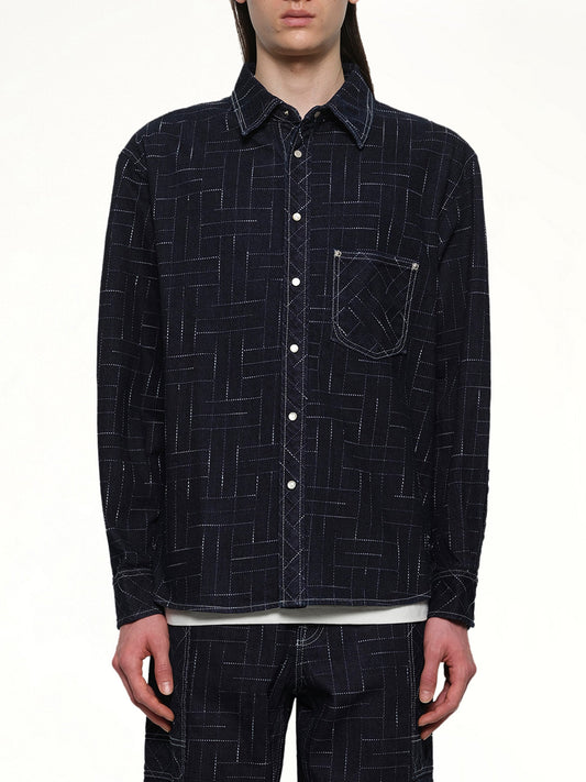 Image of Shirts. Product name - Kenzo Weave Casual Shirt in Blue colour by brand - KENZO