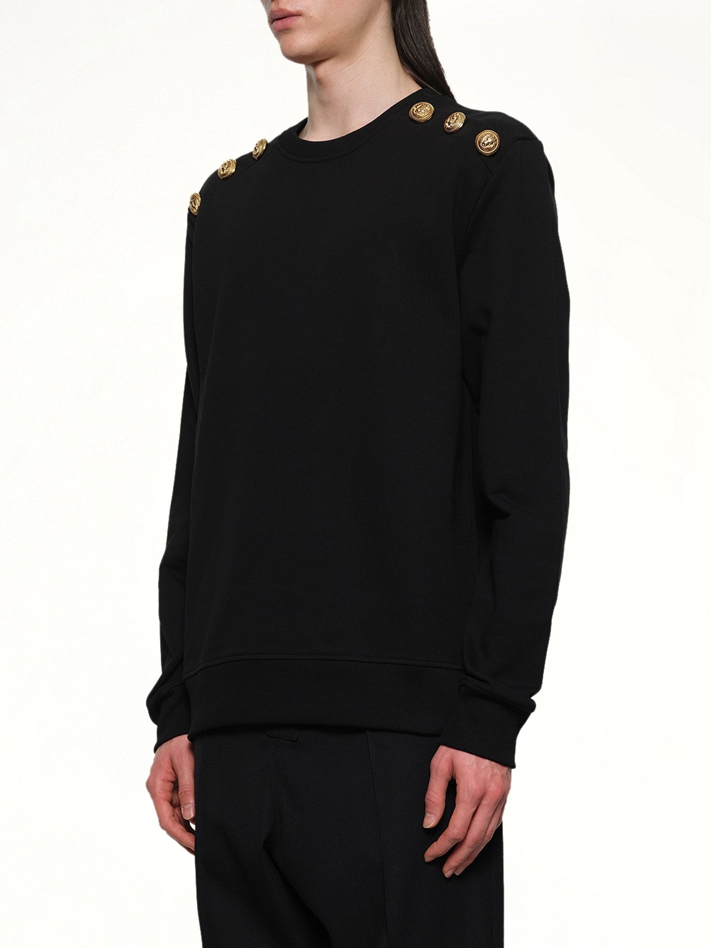 BALMAIN 6 Shoulder Button Sweatshirt (Black)