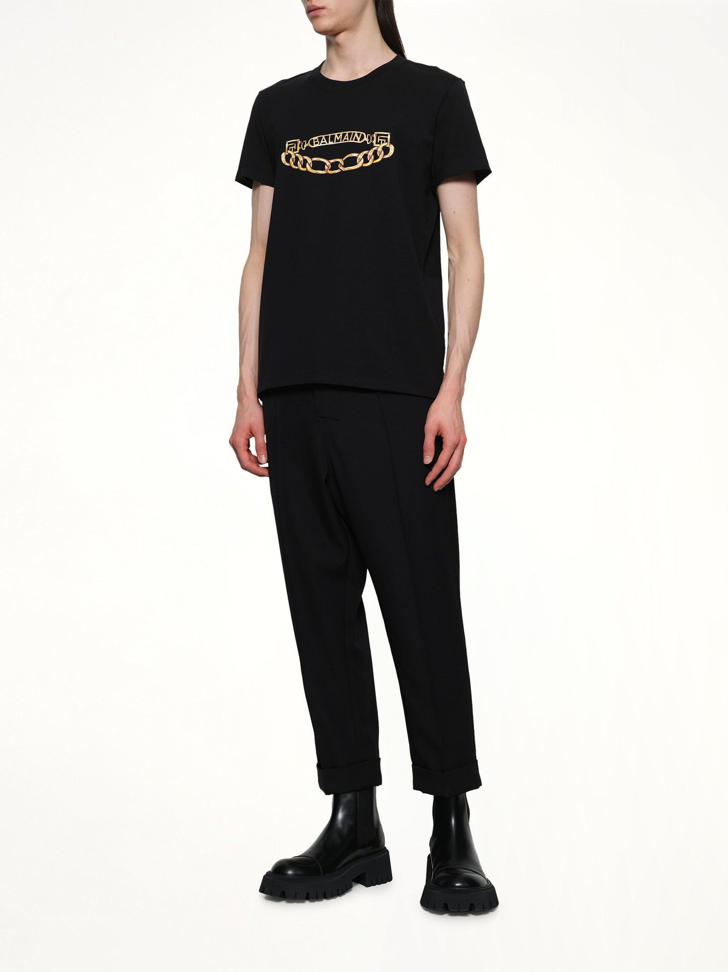 Balmain Chain Logo T-Shirt (Black)