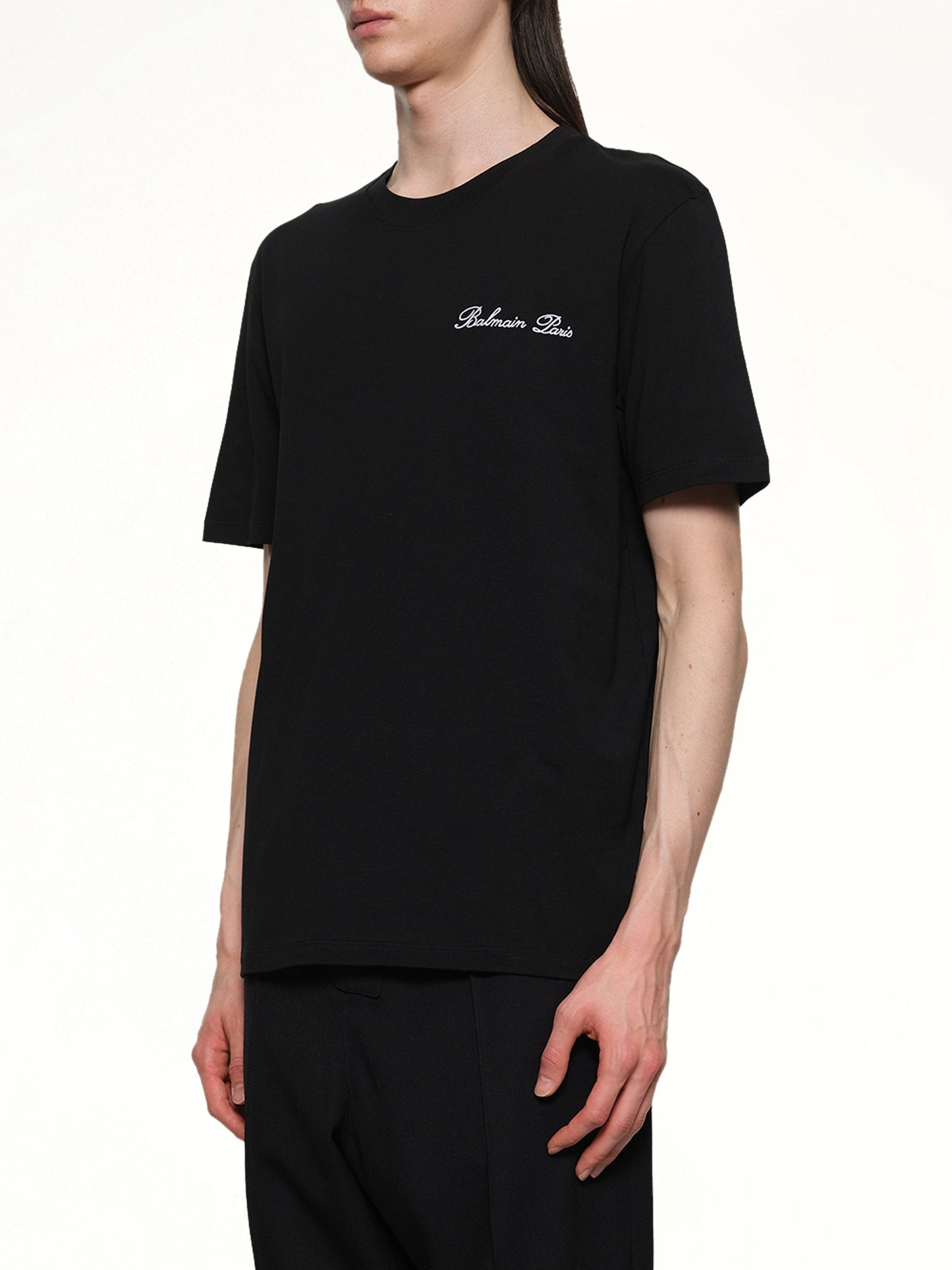 BALMAIN Balmain Signature Embroidered T-Shirt (Black/White)