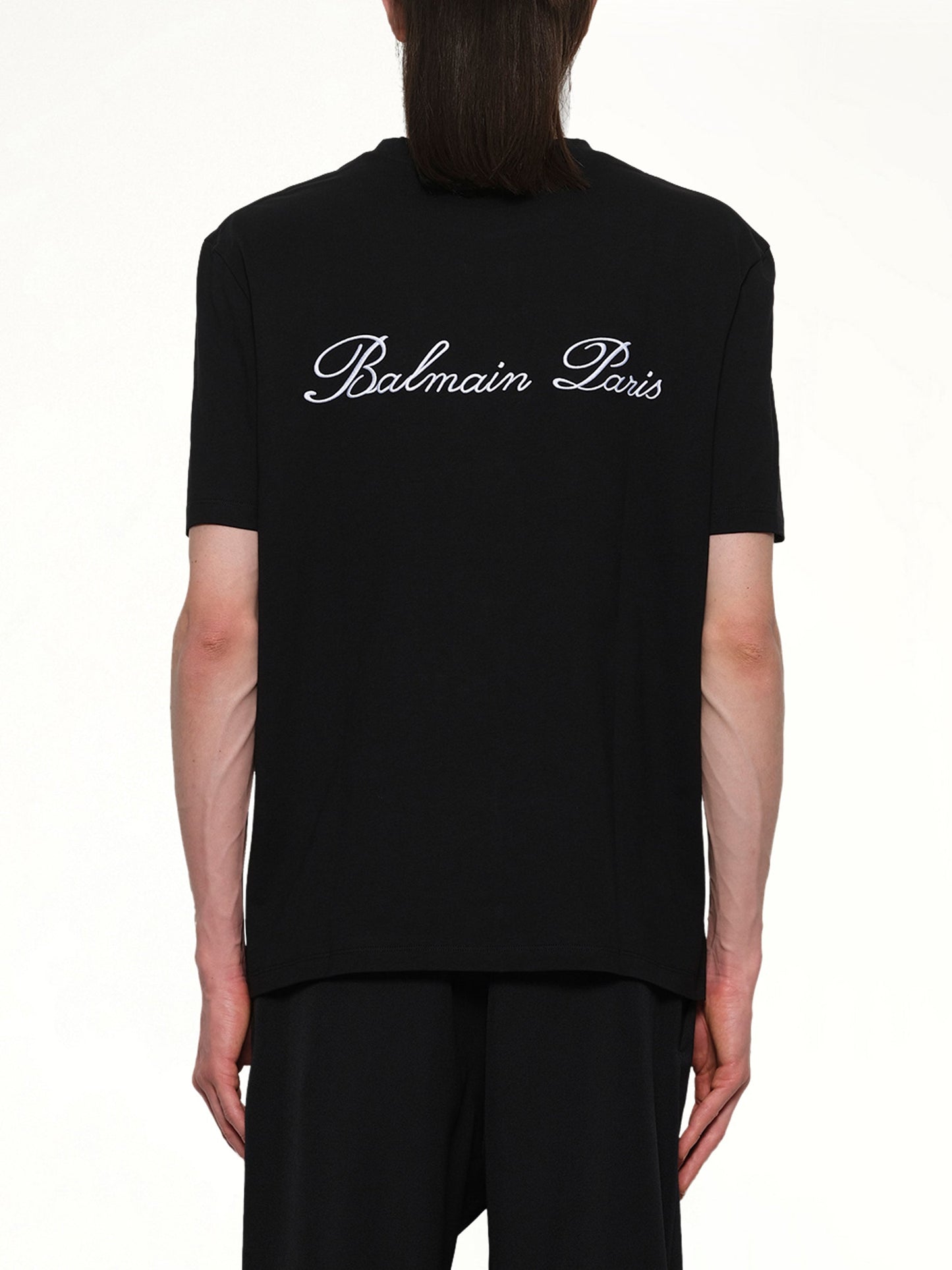 BALMAIN Balmain Signature Embroidered T-Shirt (Black/White)
