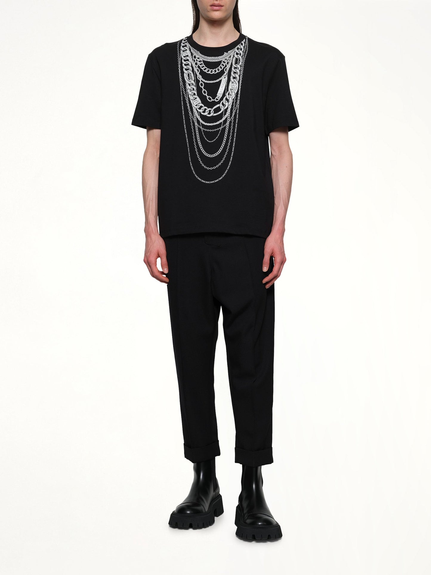 BALMAIN Chain Trompe L'Oeil T-Shirt (Black)