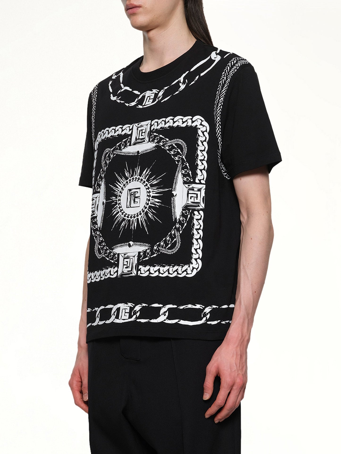 BALMAIN Foulard Print T-Shirt (Black)