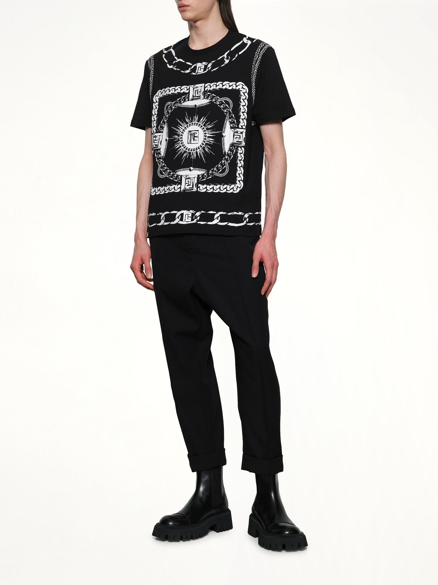 BALMAIN Foulard Print T-Shirt (Black)