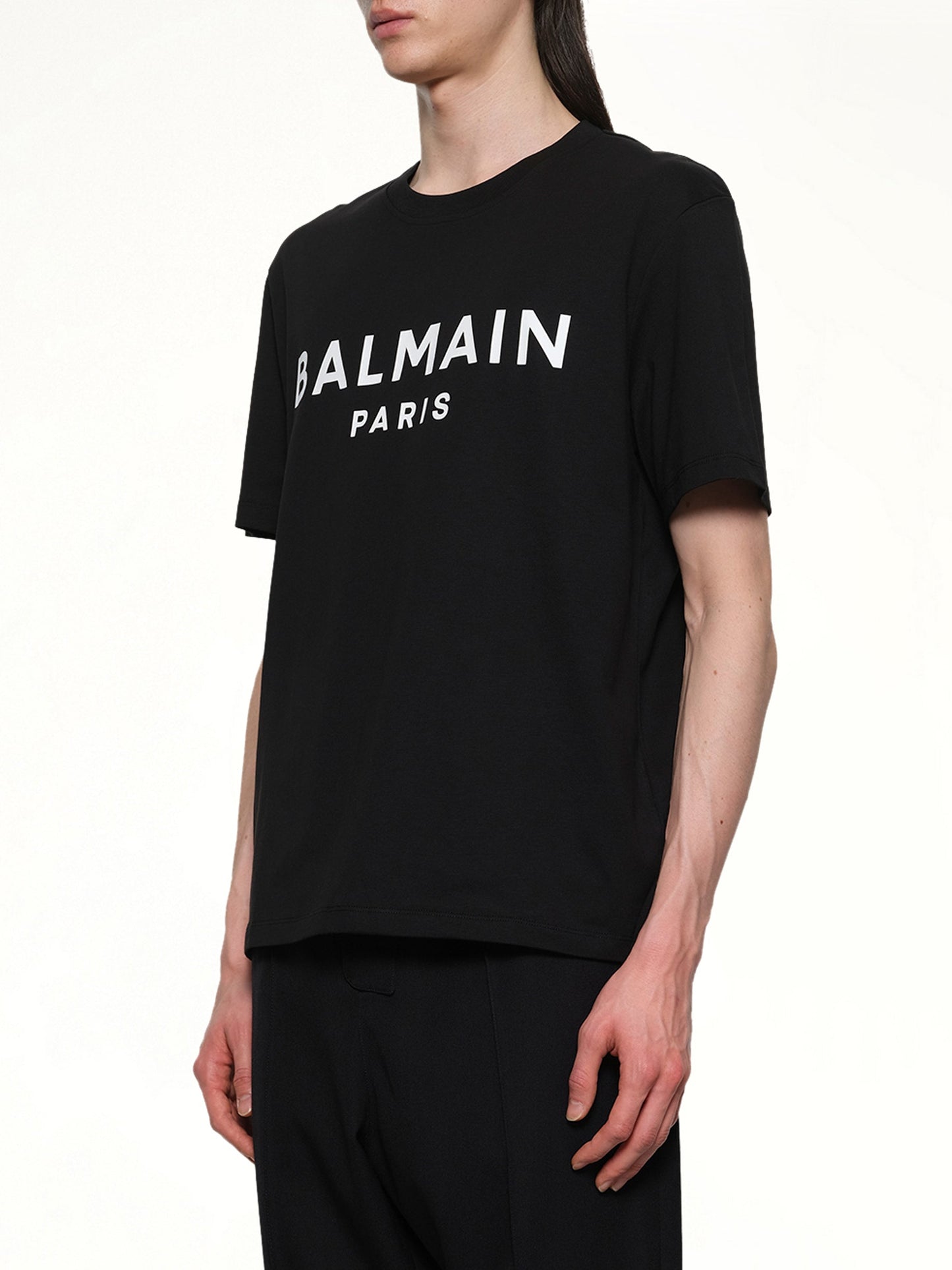 BALMAIN Logo Printed Straight Fit T-shirt (Black/White)