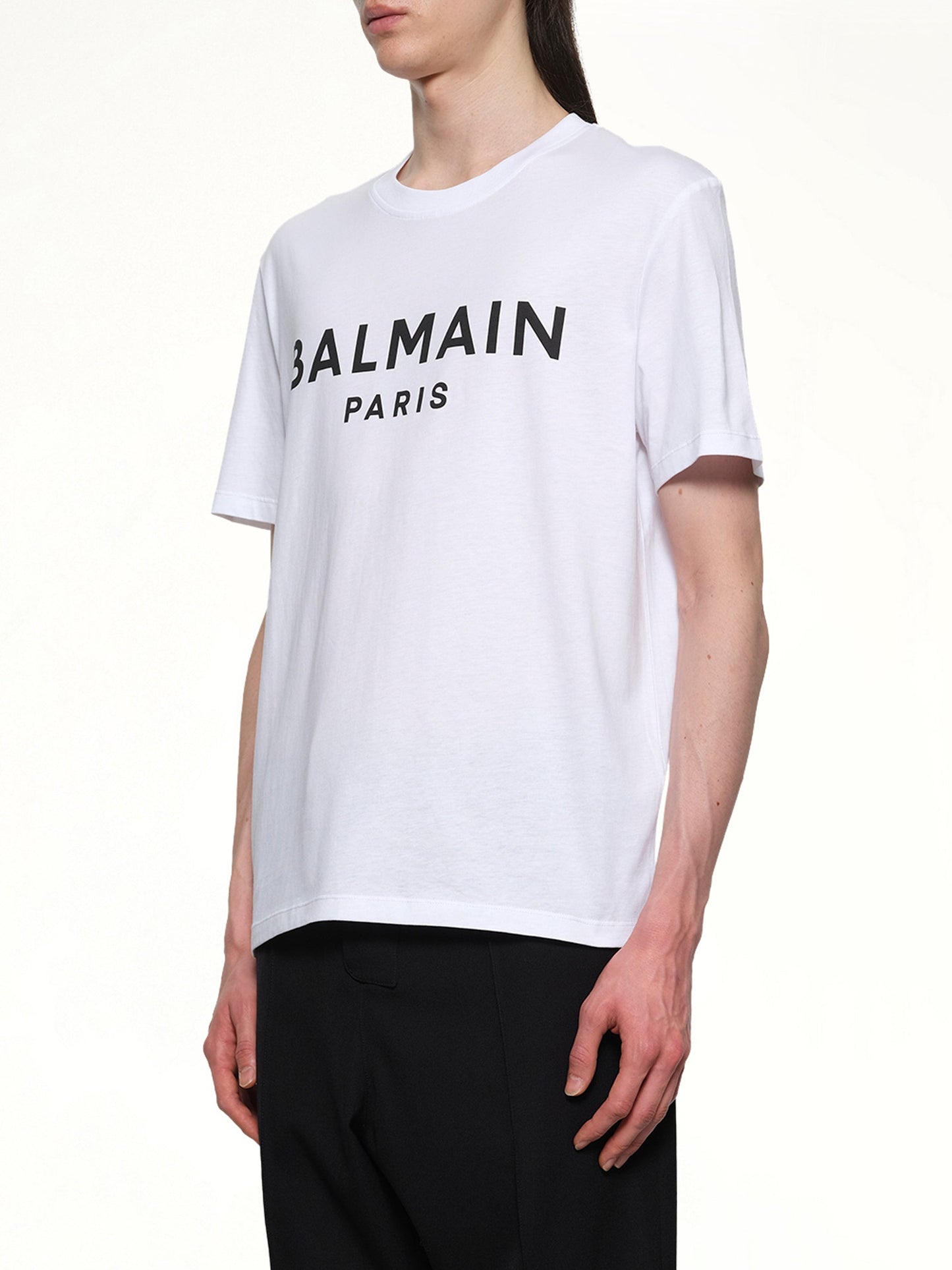 BALMAIN Logo Printed Straight Fit T-shirt (White)