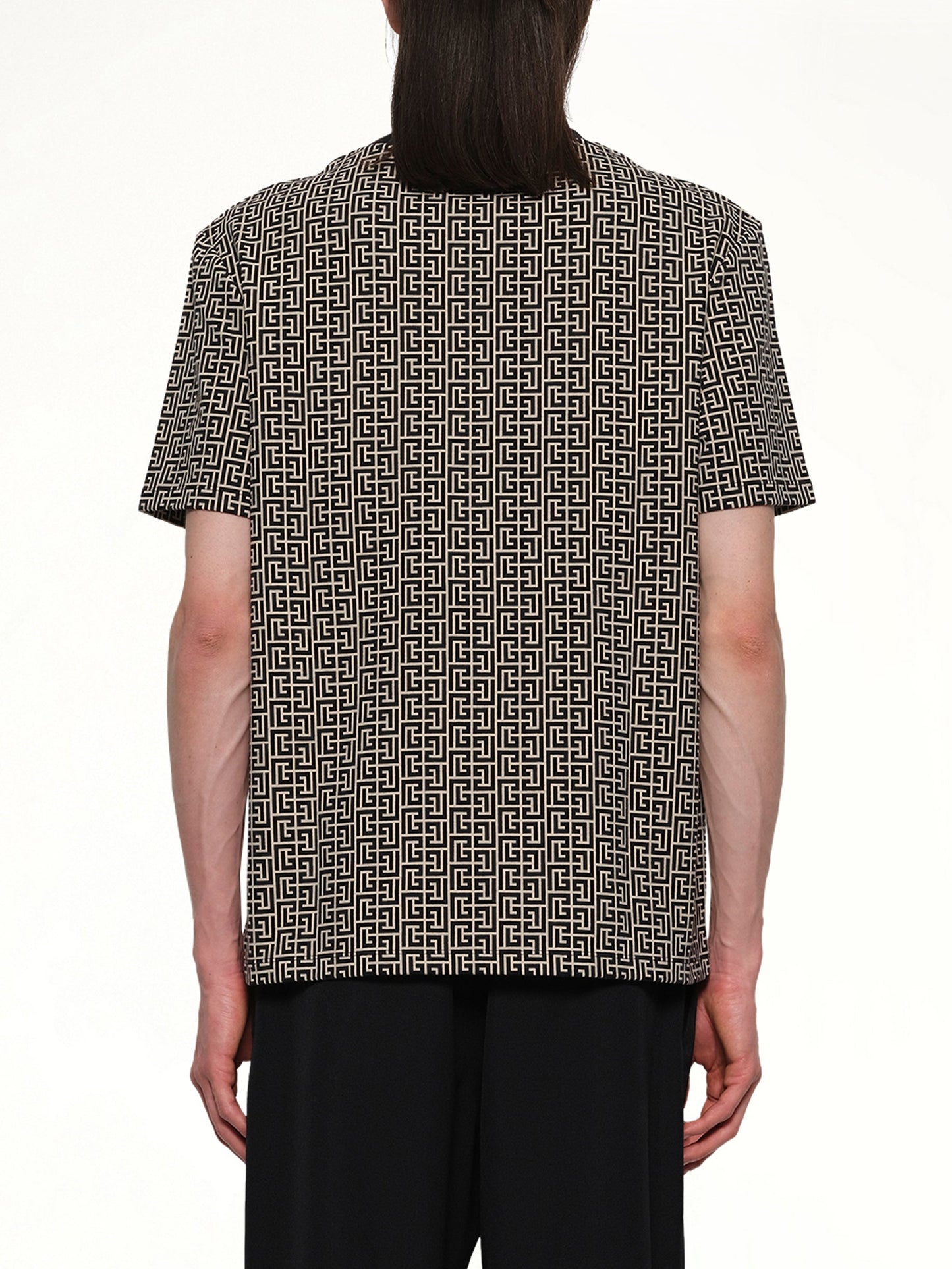 BALMAIN Monogram Couture Label Regular T-Shirt (Ivory/Black)