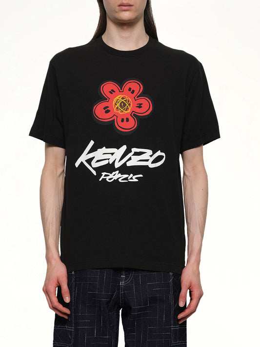 Image of a model wearing Tops. Productname: KENZO Kenzo Futura Classic T-Shirt in BLACK colour by brand - KENZO