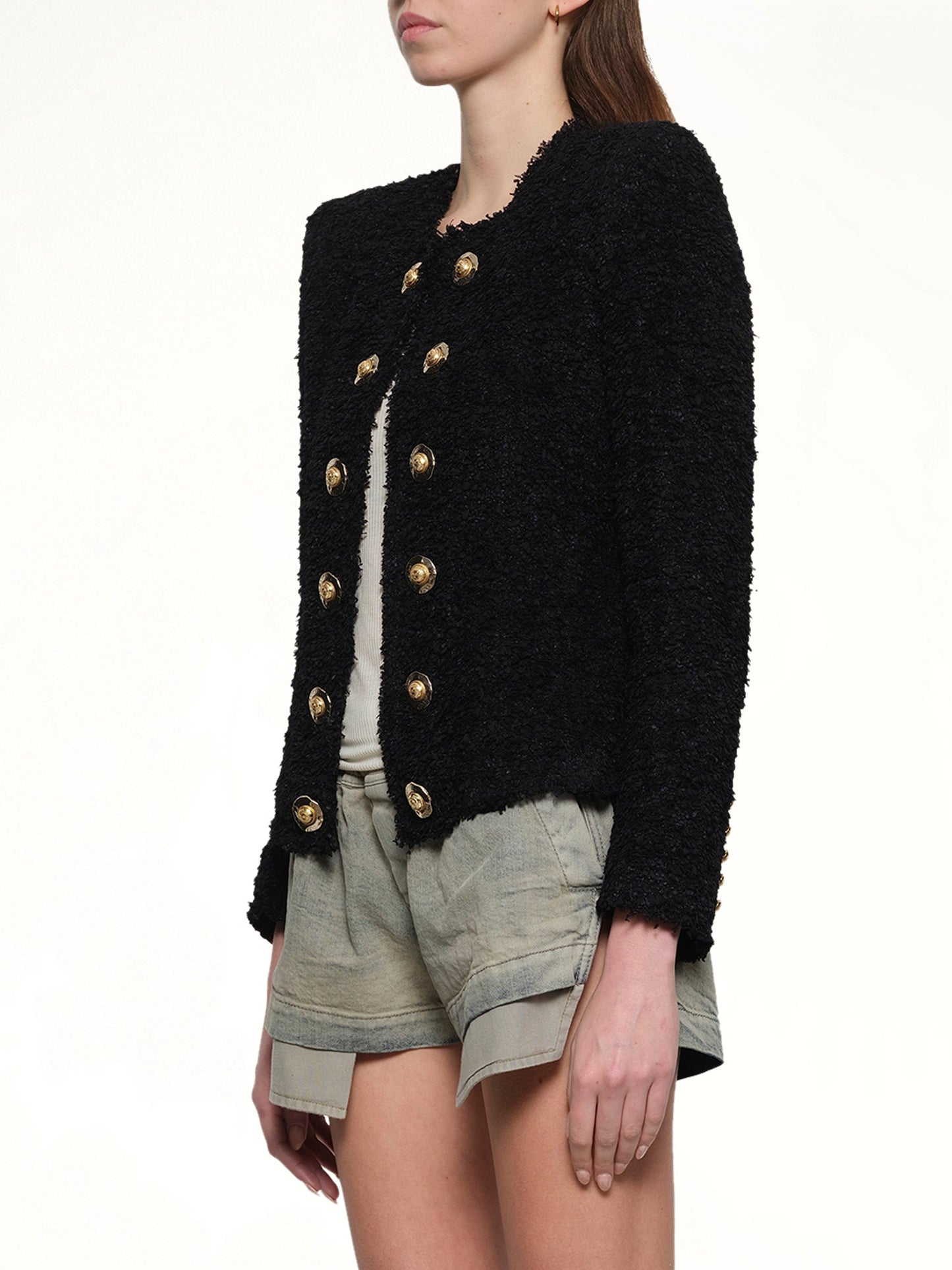 BALMAIN Tweed Spencer Jacket (Black)