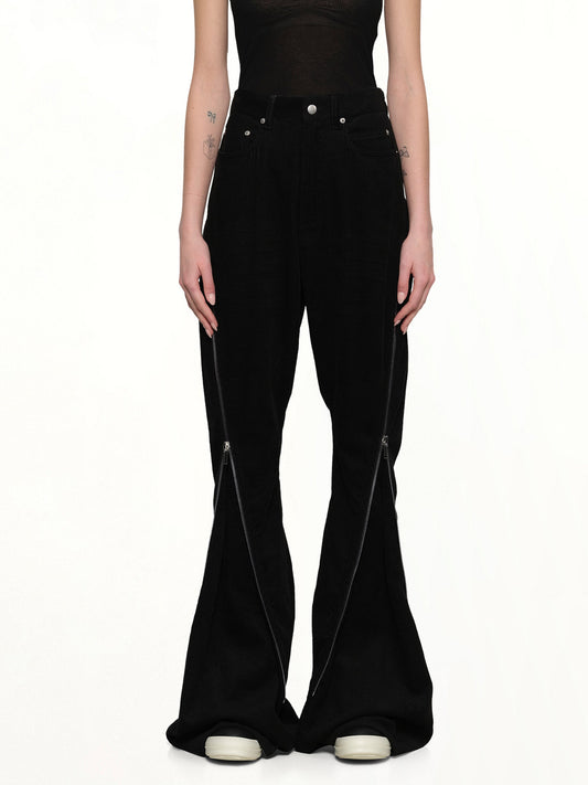 Image of a model wearing Denim. Productname: RICK OWENS Bolan Banana in Black colour by brand - RICK OWENS