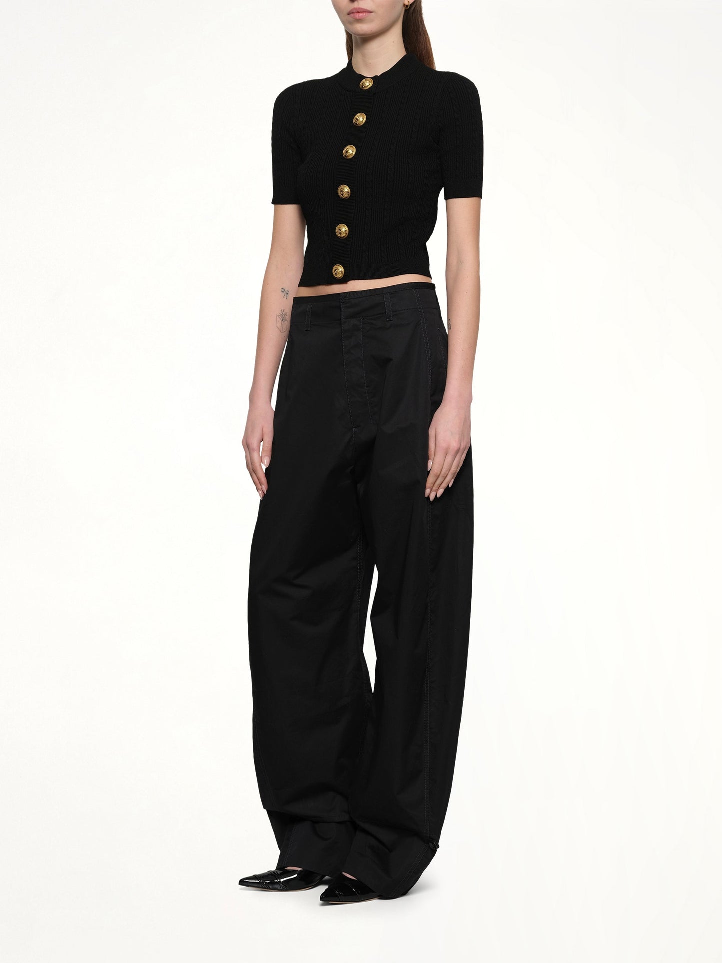 BALMAIN SS Buttoned Torsade Knit Cardigan (Black)