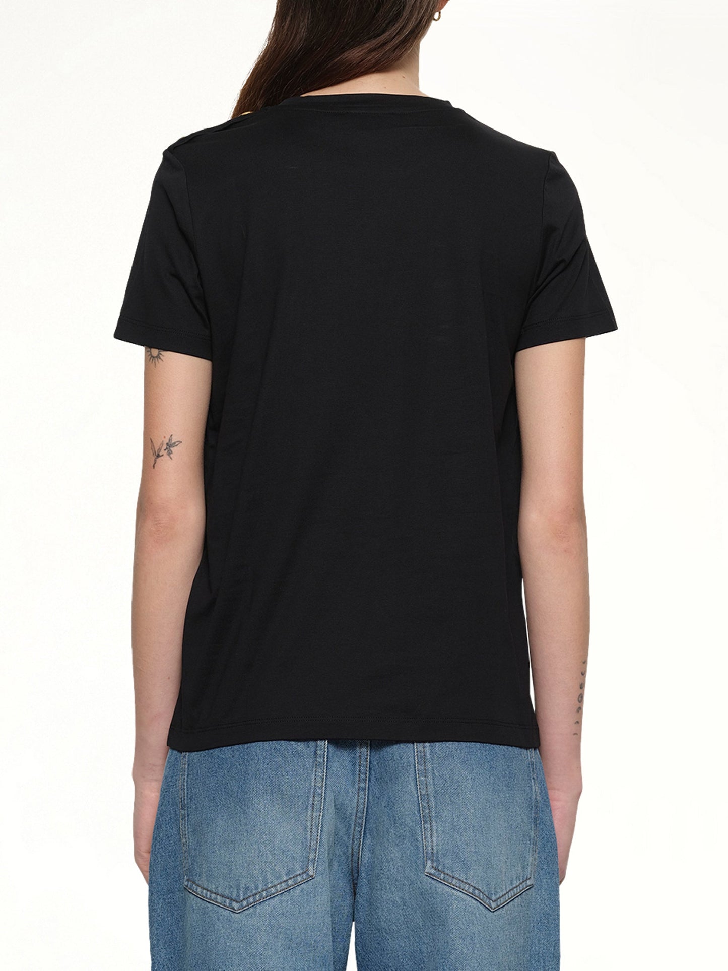 BALMAIN 3 Button Logo Print T-Shirt (Black)
