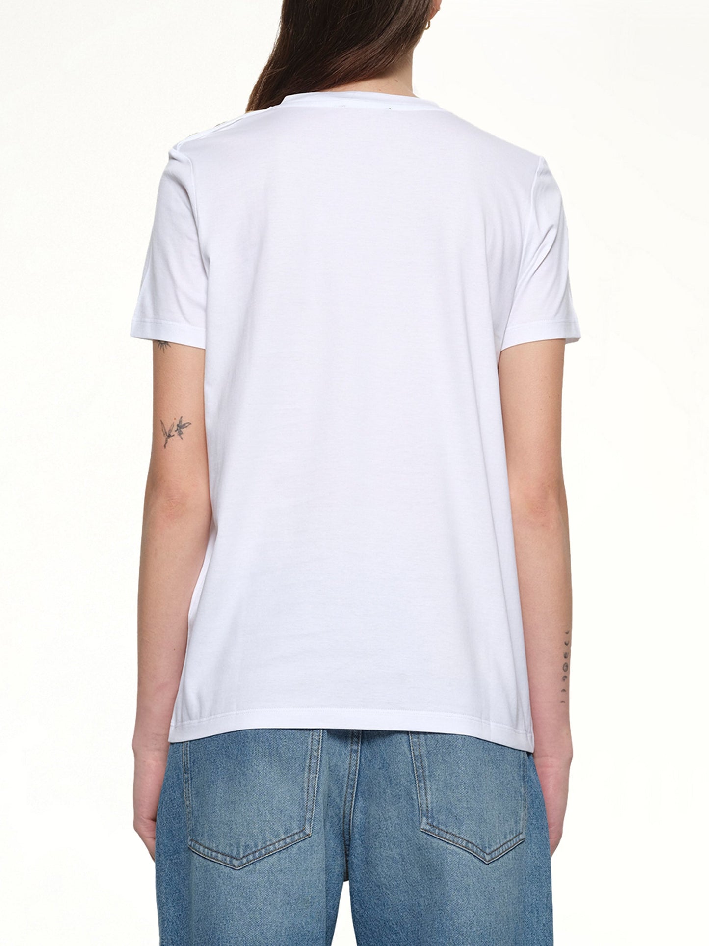 BALMAIN 3 Button Printed Logo Classic Fit T-Shirt (White)