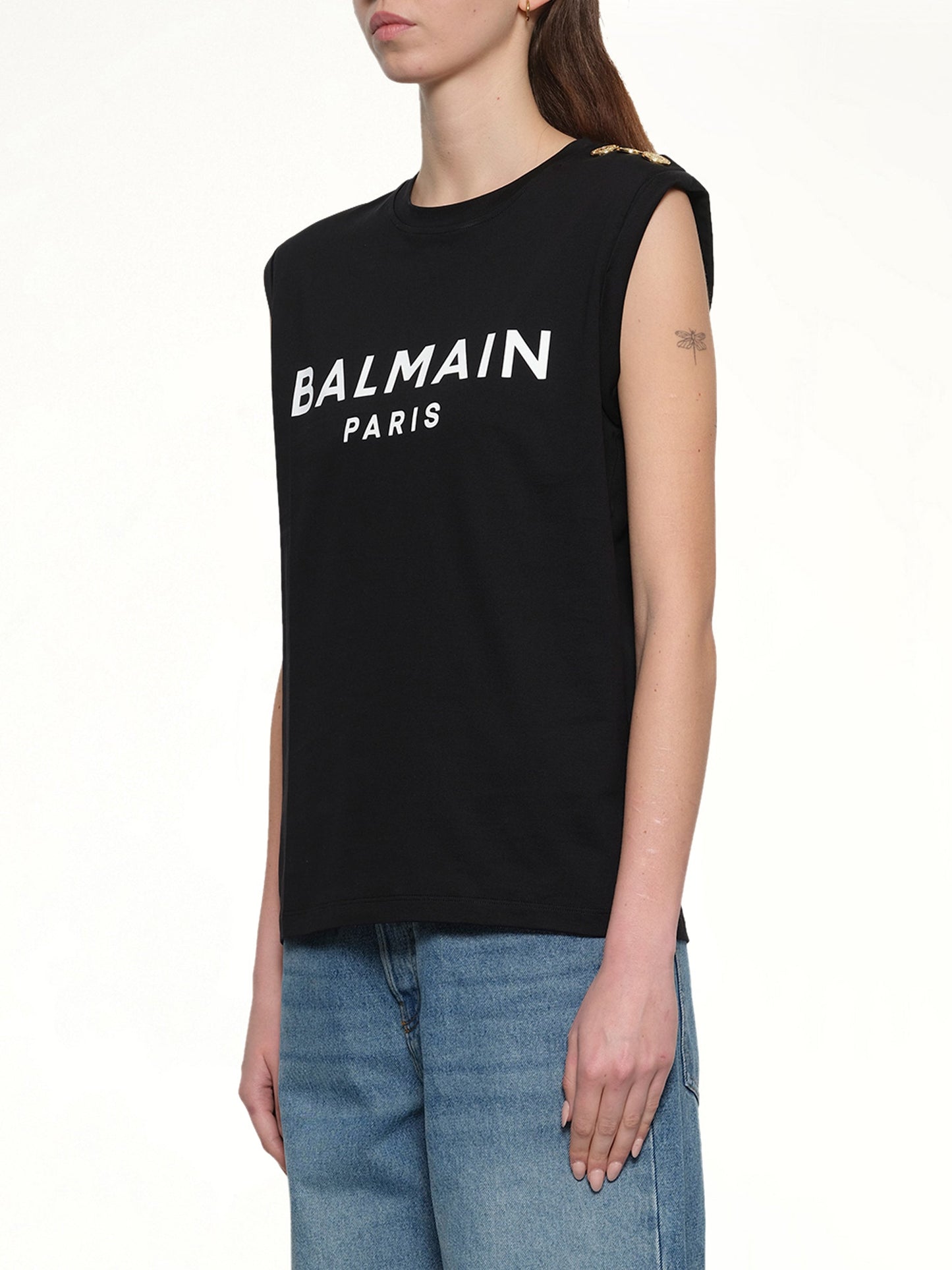 BALMAIN 3 Buttons Logo Tank Top (Black)
