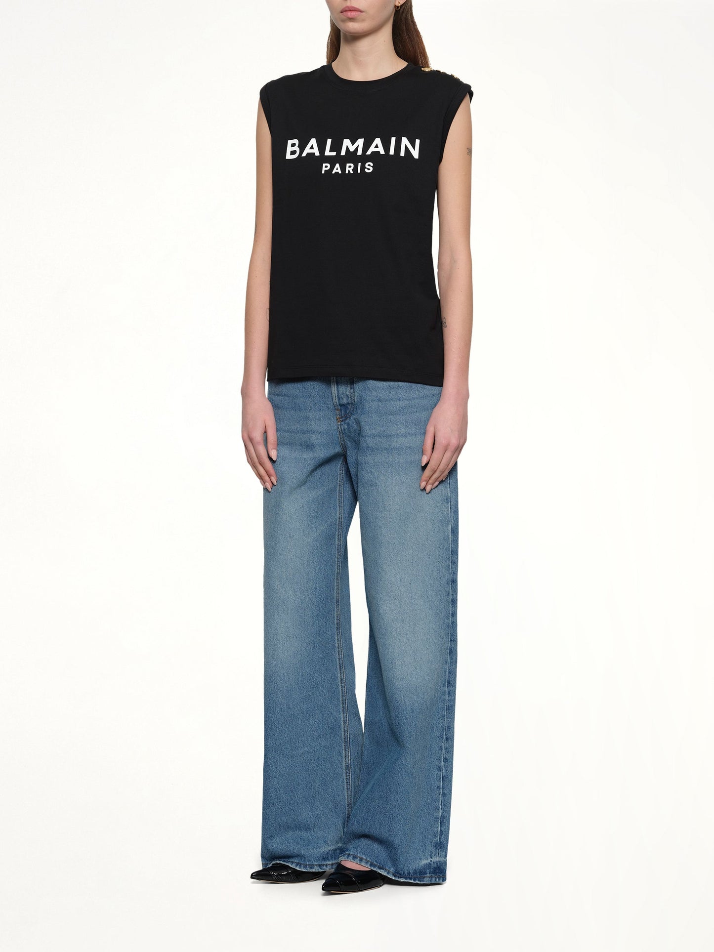BALMAIN 3 Buttons Logo Tank Top (Black)