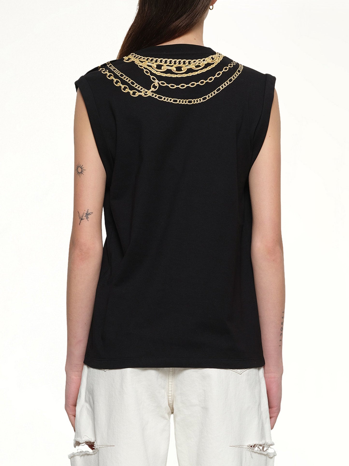 BALMAIN Trompe L'Oeil Necklace Print Tank Top (Black/Gold)