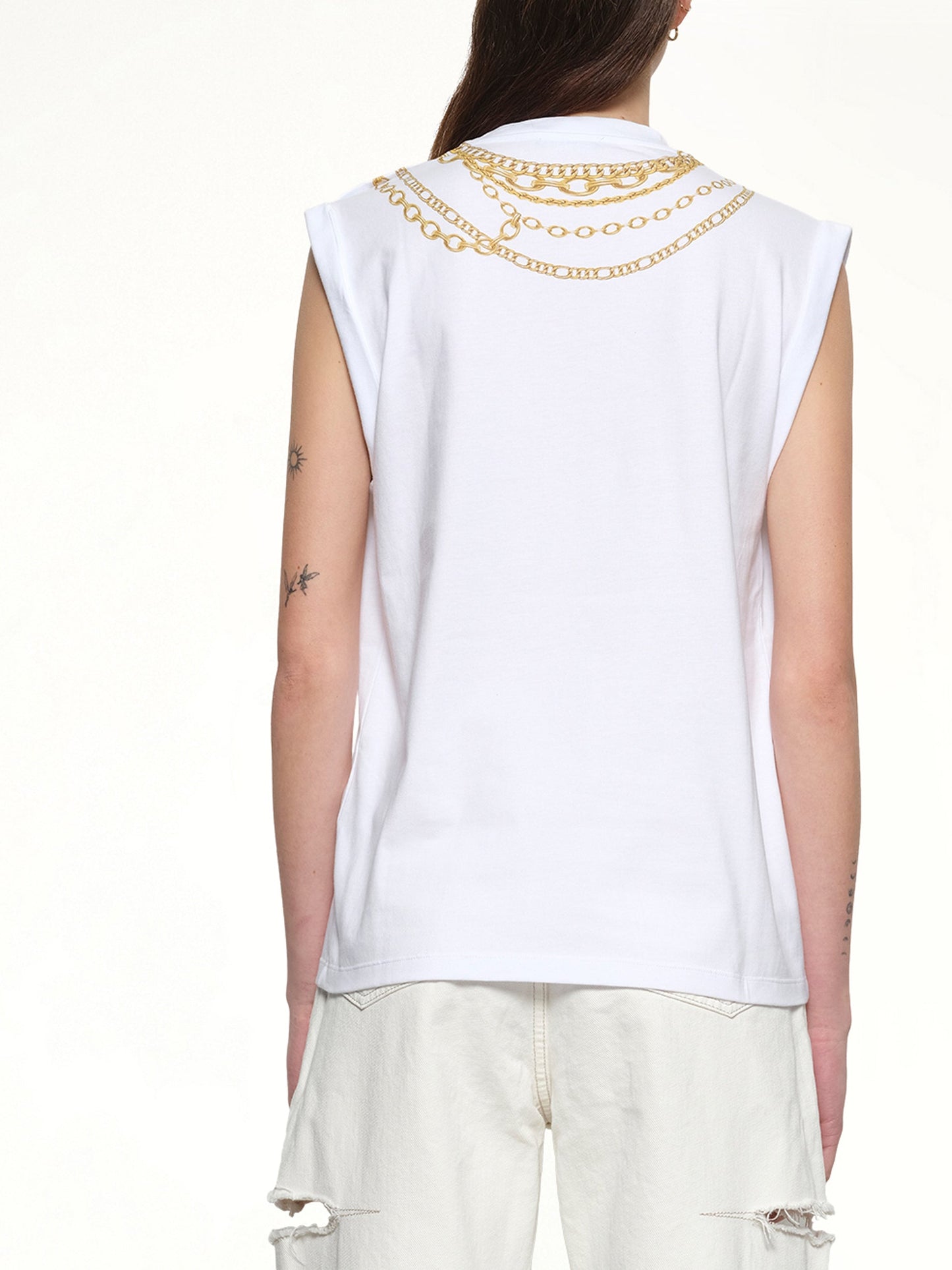 BALMAIN Trompe L'Oeil Necklace Print Tank Top (White)