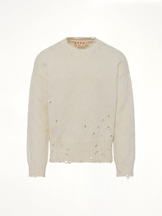 MARNI Logo Embroidery Knit Sweater (Lily White)