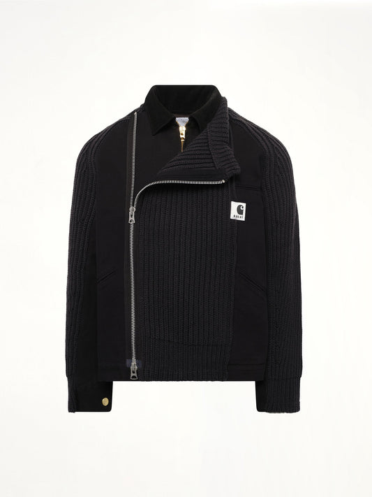 SACAI Carhartt WIP Washed Duck x Wool Knit Blouson (Black)