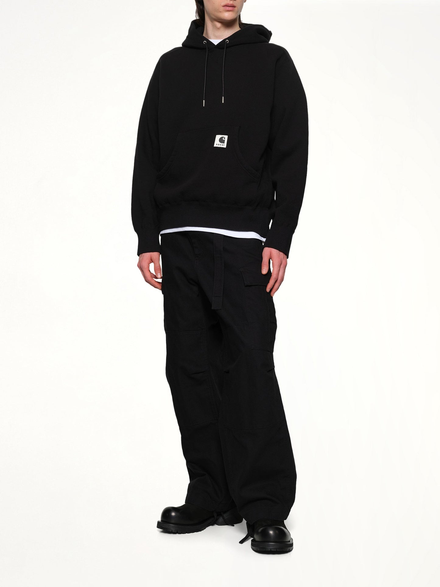 SACAI Carhartt WIP Cotton Jersey Hoodie (Black)