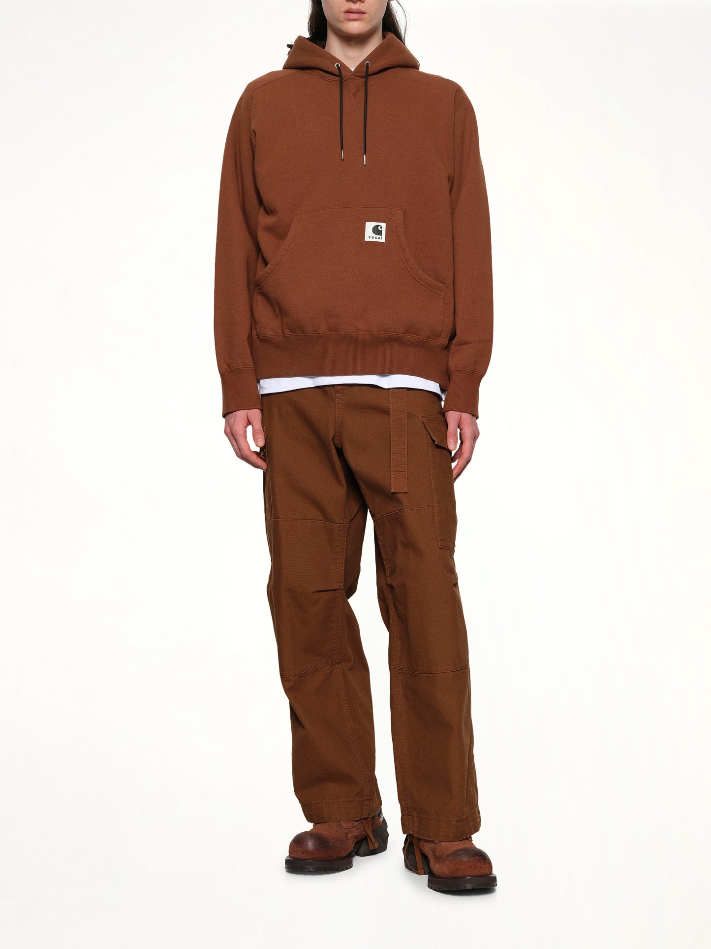 SACAI Carhartt WIP Cotton Jersey Hoodie (Dark Beige)