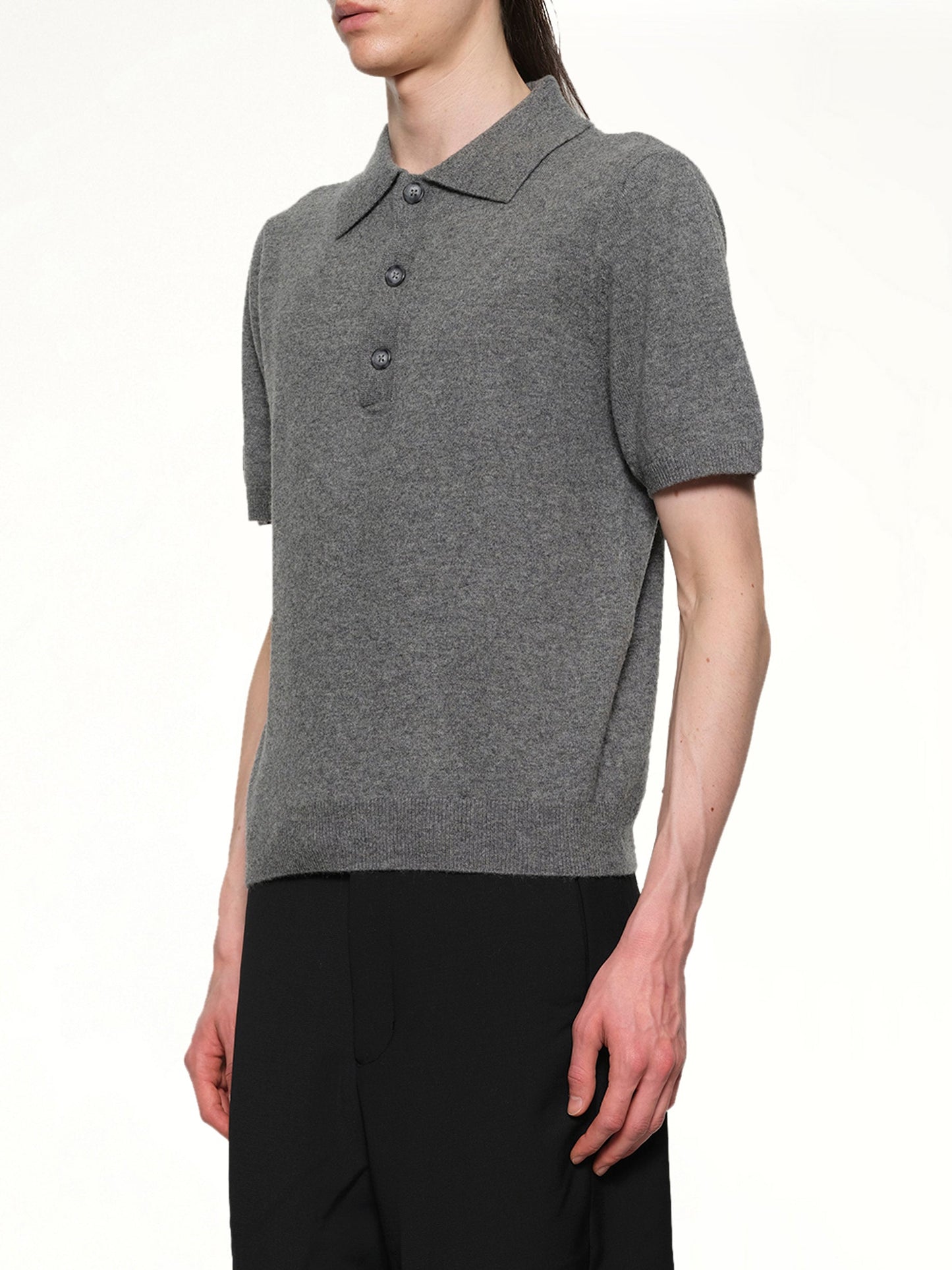 ENTIRE STUDIOS Short Sleeve Knit Polo (Concrete)
