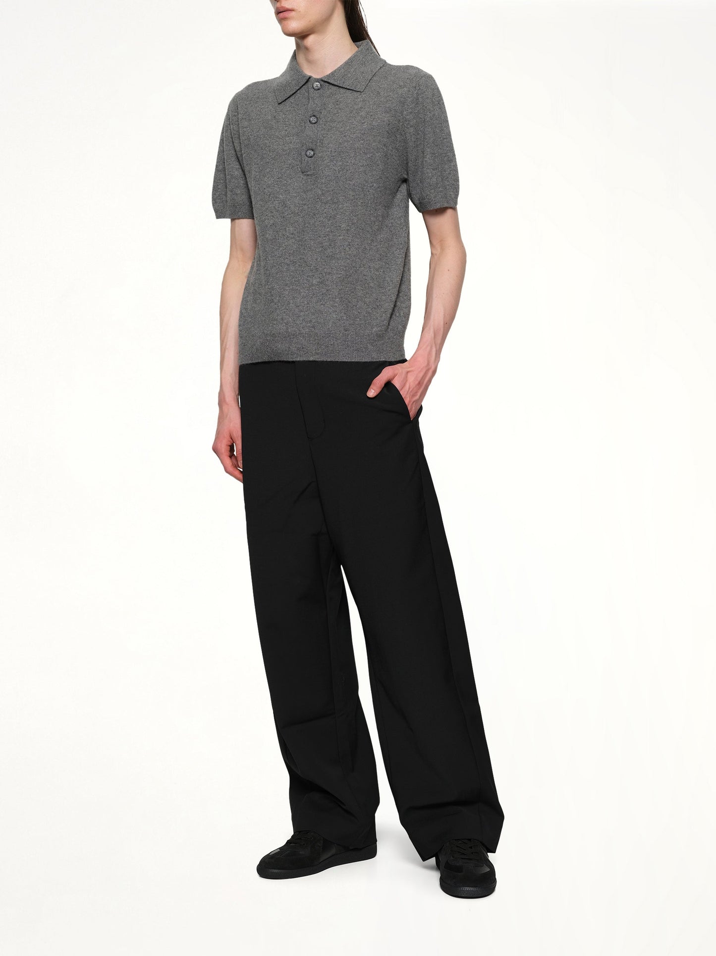 ENTIRE STUDIOS Short Sleeve Knit Polo (Concrete)