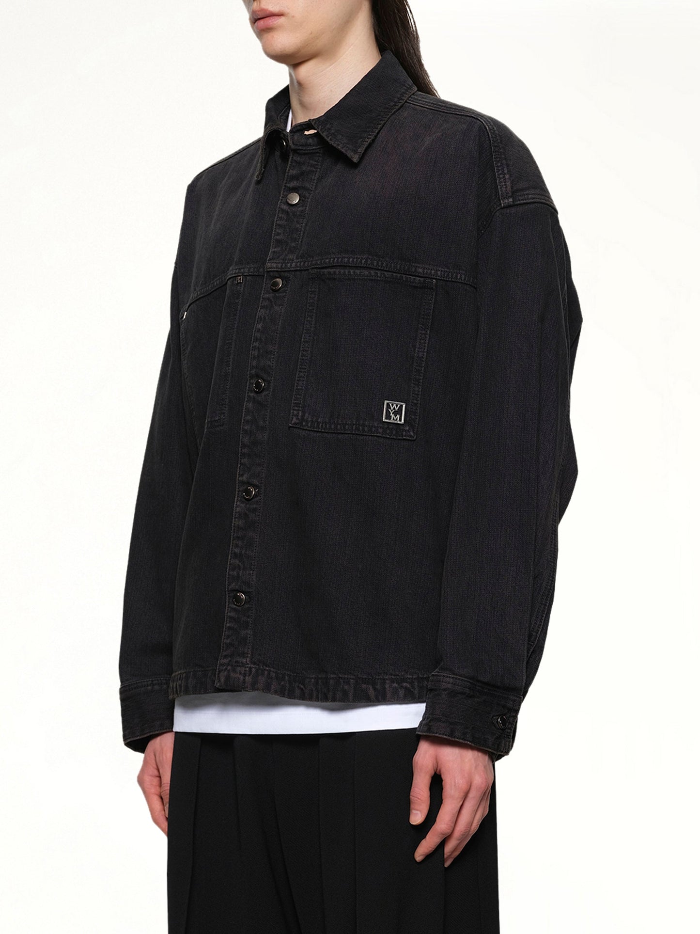 WOOYOUNGMI Double Pocket Denim Shirt (Black)