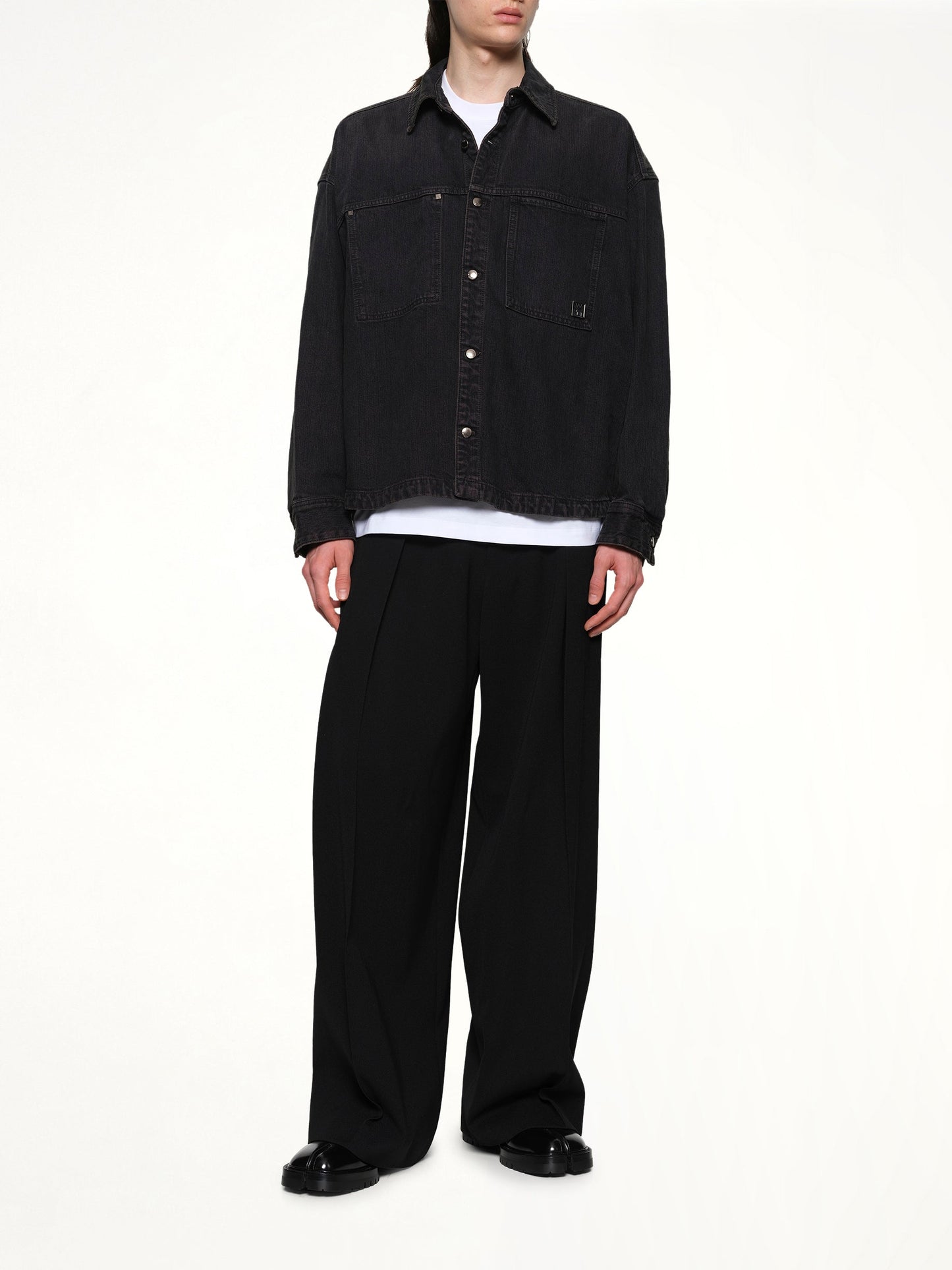 WOOYOUNGMI Double Pocket Denim Shirt (Black)