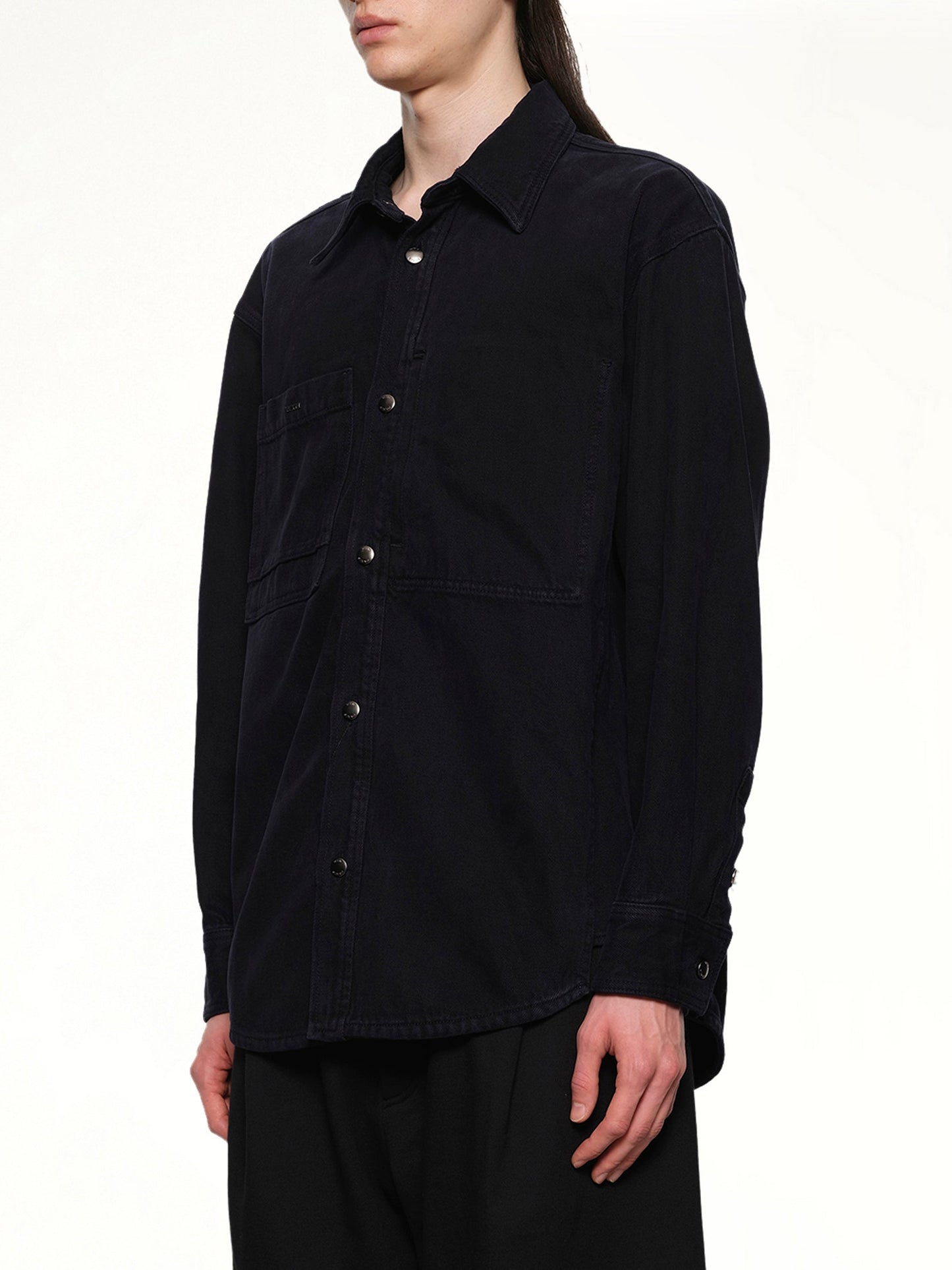 WOOYOUNGMI Logo Denim Shirt (Navy)