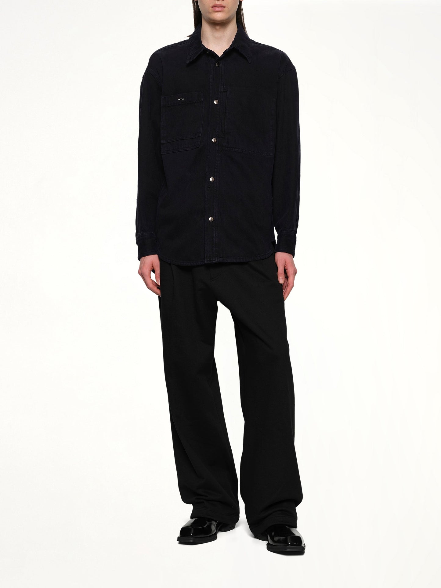 WOOYOUNGMI Logo Denim Shirt (Navy)