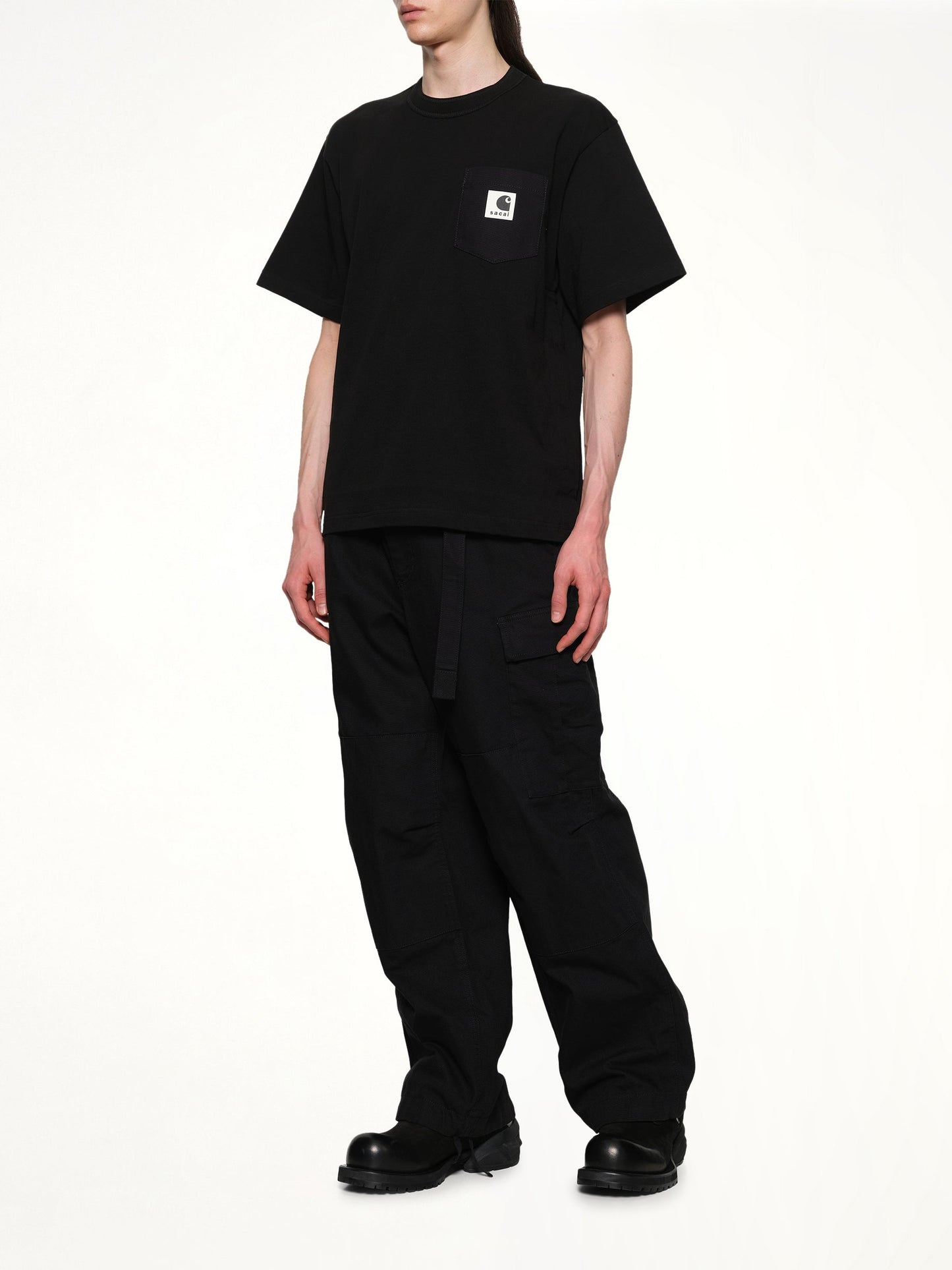 SACAI Carhartt WIP Cotton Jersey T-Shirt (Black)