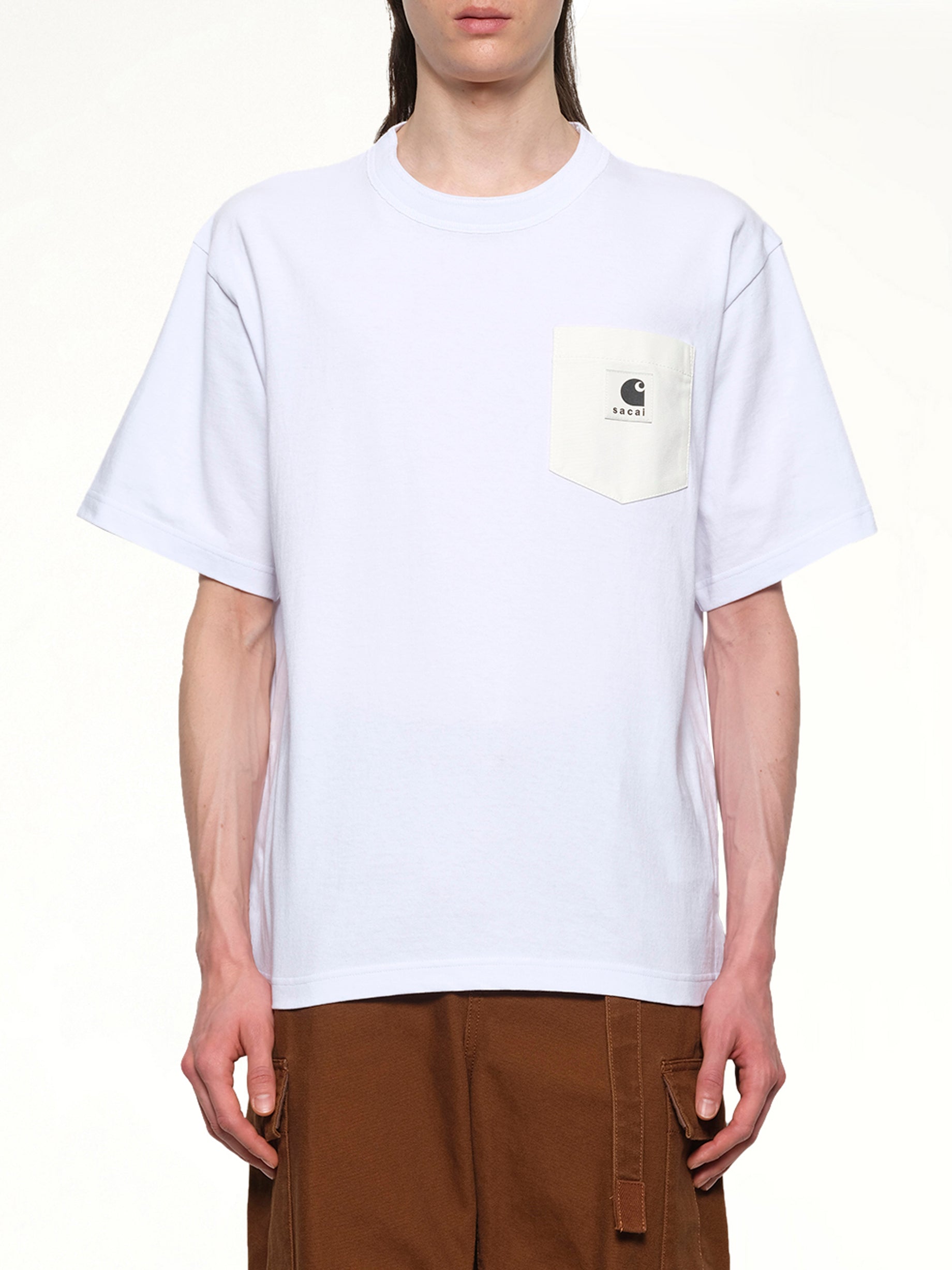 Image of T-Shirts. Product name - Carhartt WIP Cotton Jersey T-Shirt in White colour by brand - SACAI