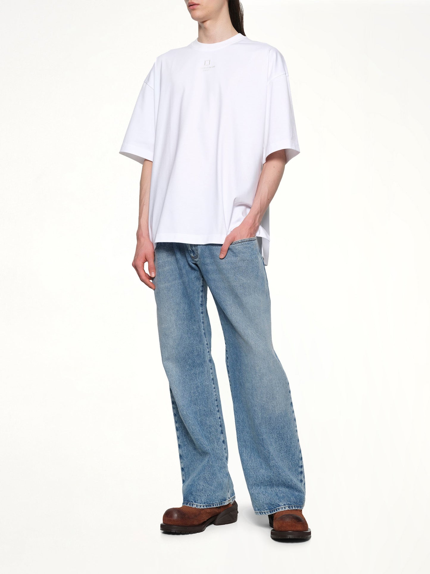 WOOYOUNGMI Square Embroidery T-Shirt (White)