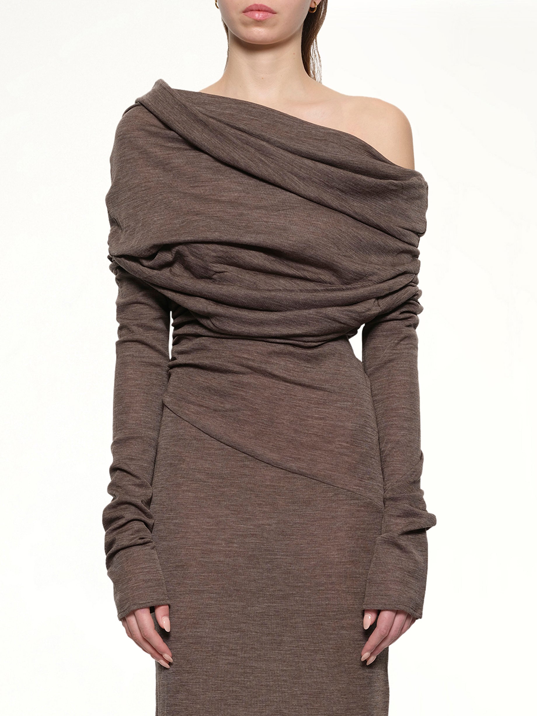 Image of Dresses. Productname: ENTIRE STUDIOS Bound Midi Dress in PINECONE colour by brand - ENTIRE STUDIOS
