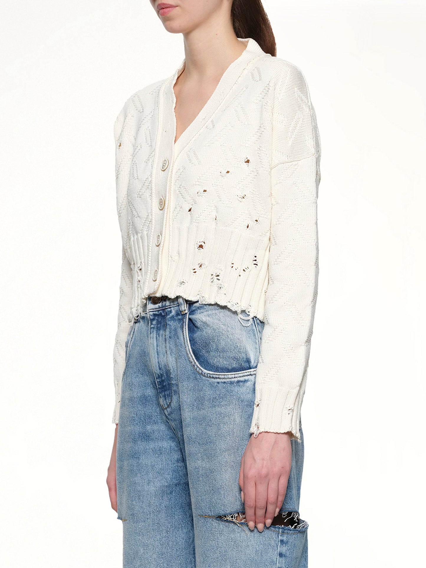 MARNI Jacquard Dishevelled Cardigan (White)