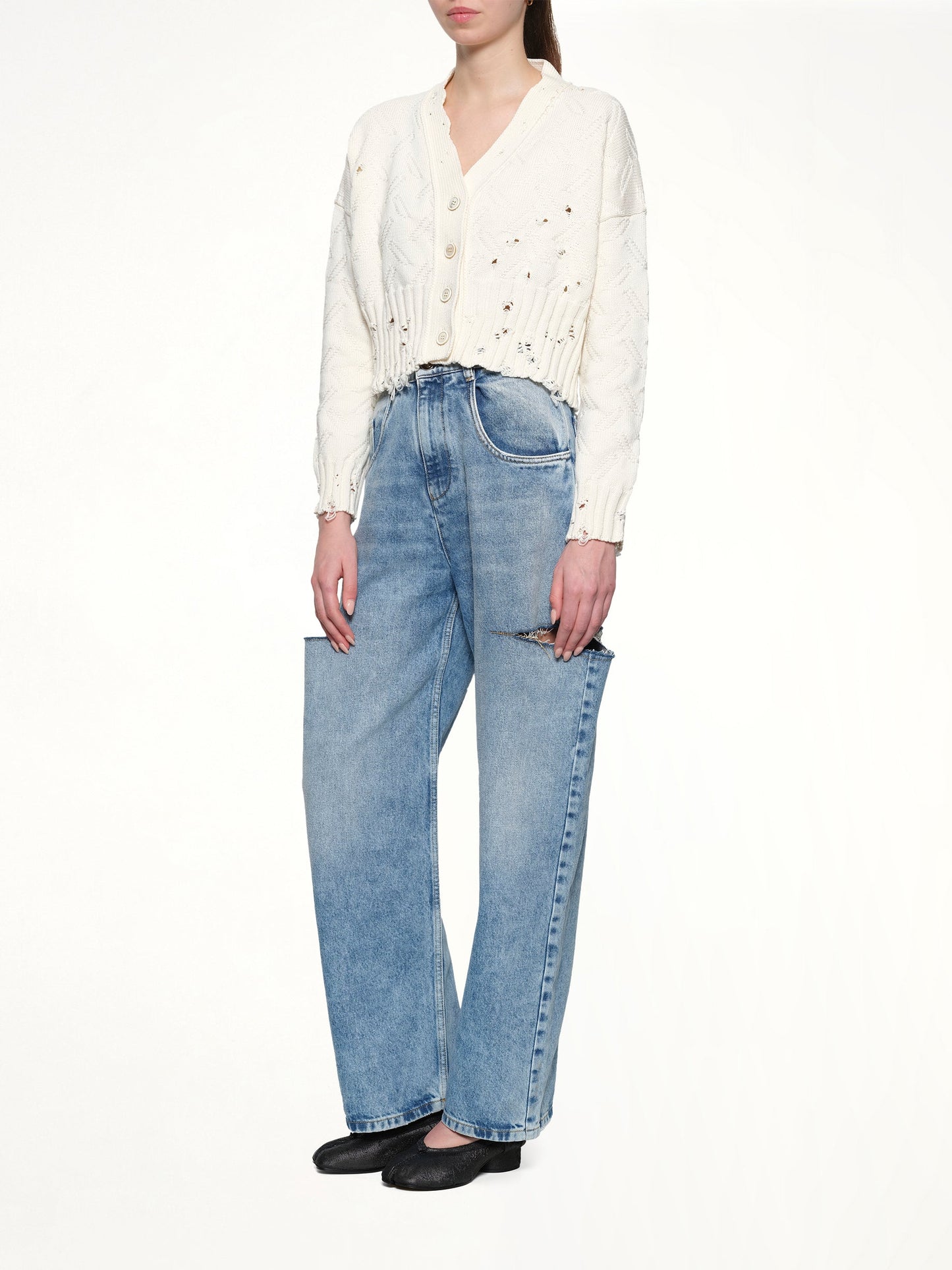 MARNI Jacquard Dishevelled Cardigan (White)