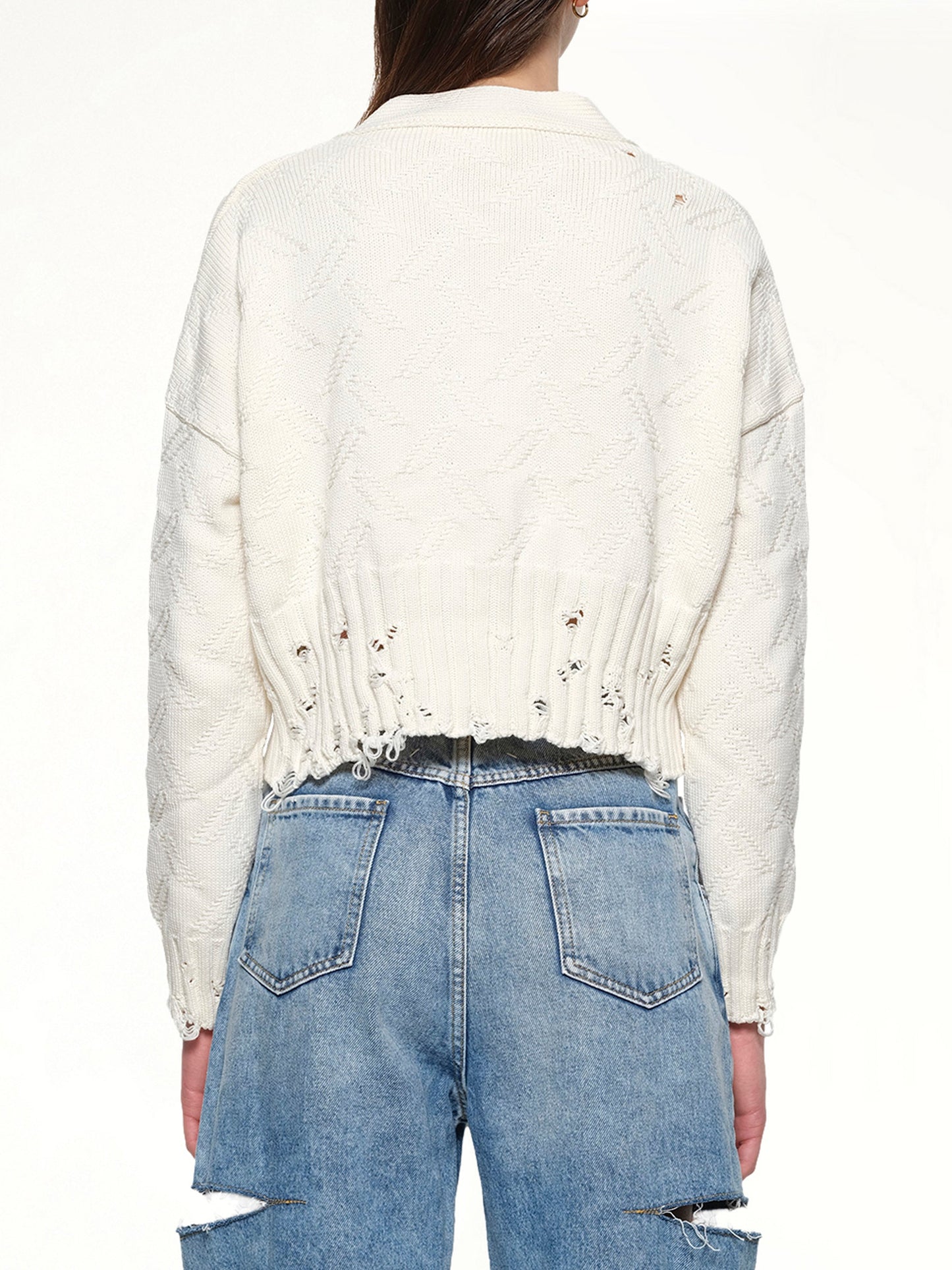 MARNI Jacquard Dishevelled Cardigan (White)