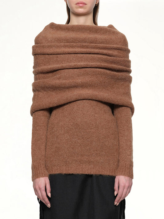 Image of a model wearing Outerwear. Productname: ENTIRE STUDIOS Bound Top in RYE colour by brand - ENTIRE STUDIOS