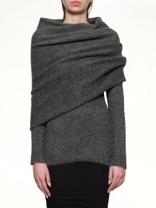 Image of a model wearing Outerwear. Productname: ENTIRE STUDIOS Bound Top in SMOKE colour by brand - ENTIRE STUDIOS