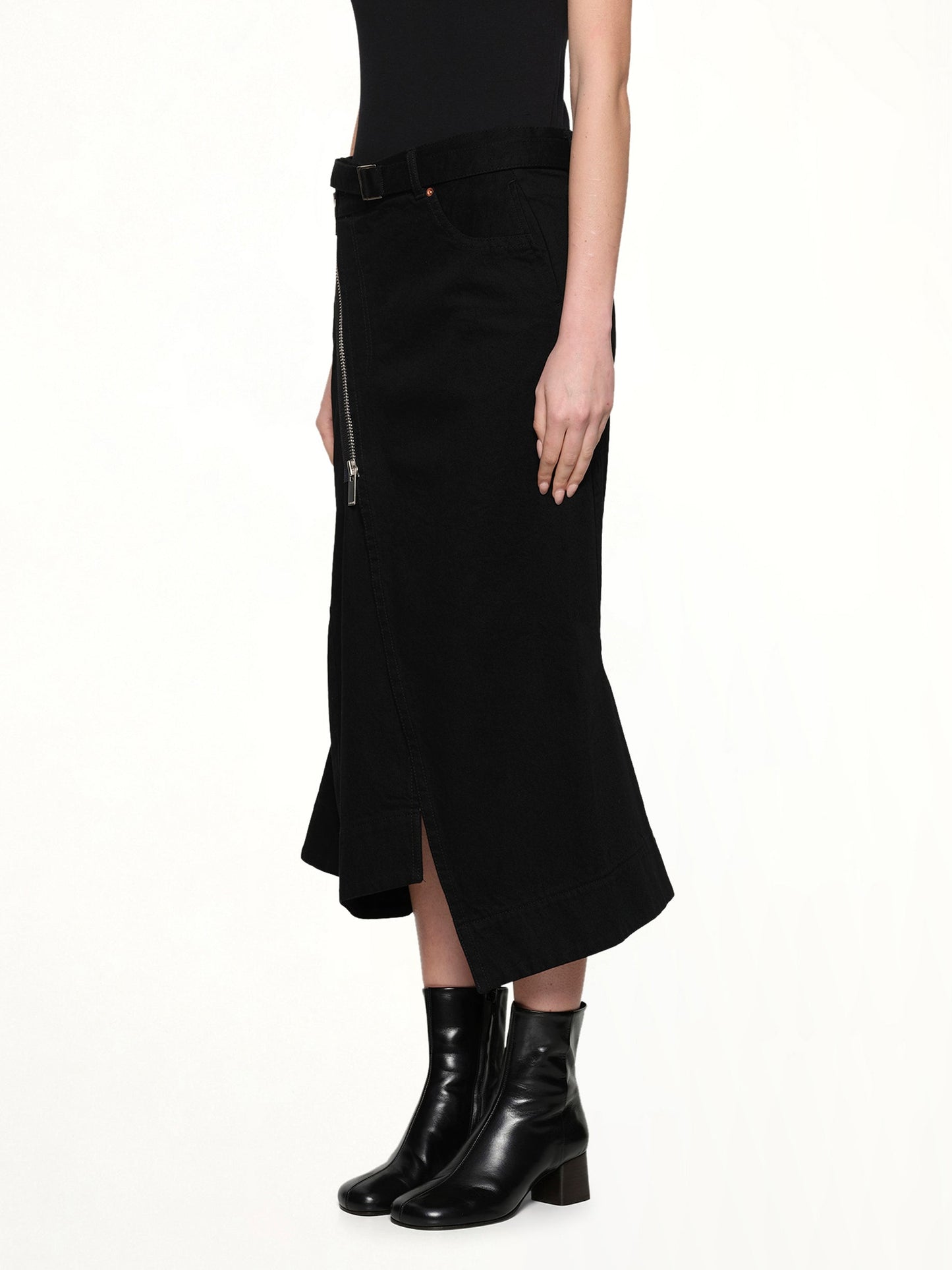 SACAI Side Zip Denim Skirt (Black)
